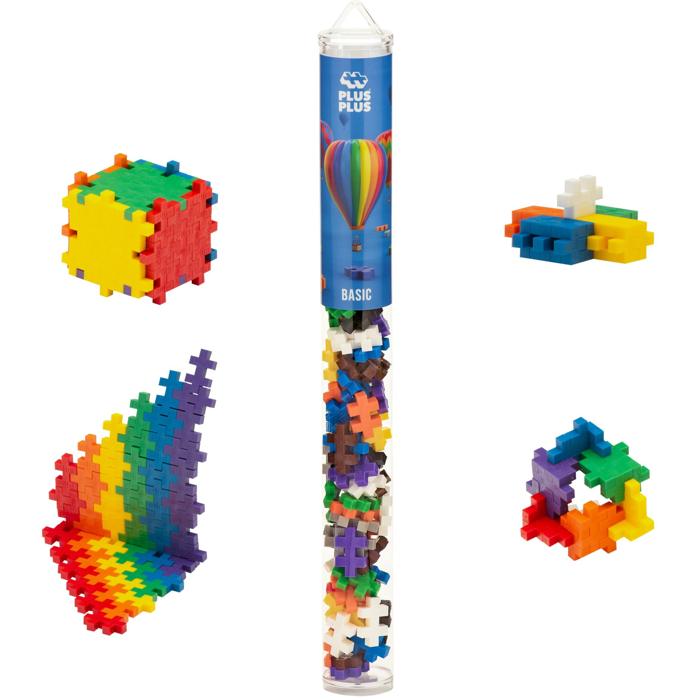 Plus Plus - Open Play Tube - 70 Piece Basic Color Mix - Construction Building Stem | Steam Toy, Interlocking Mini Puzzle Blocks For Kids
