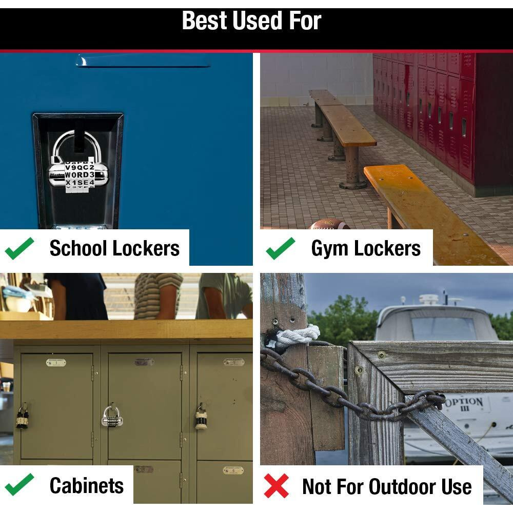 Master Lock 1534D Locker Lock Set Your Own Word Combination Padlock, 1 Pack, Assorted Colors