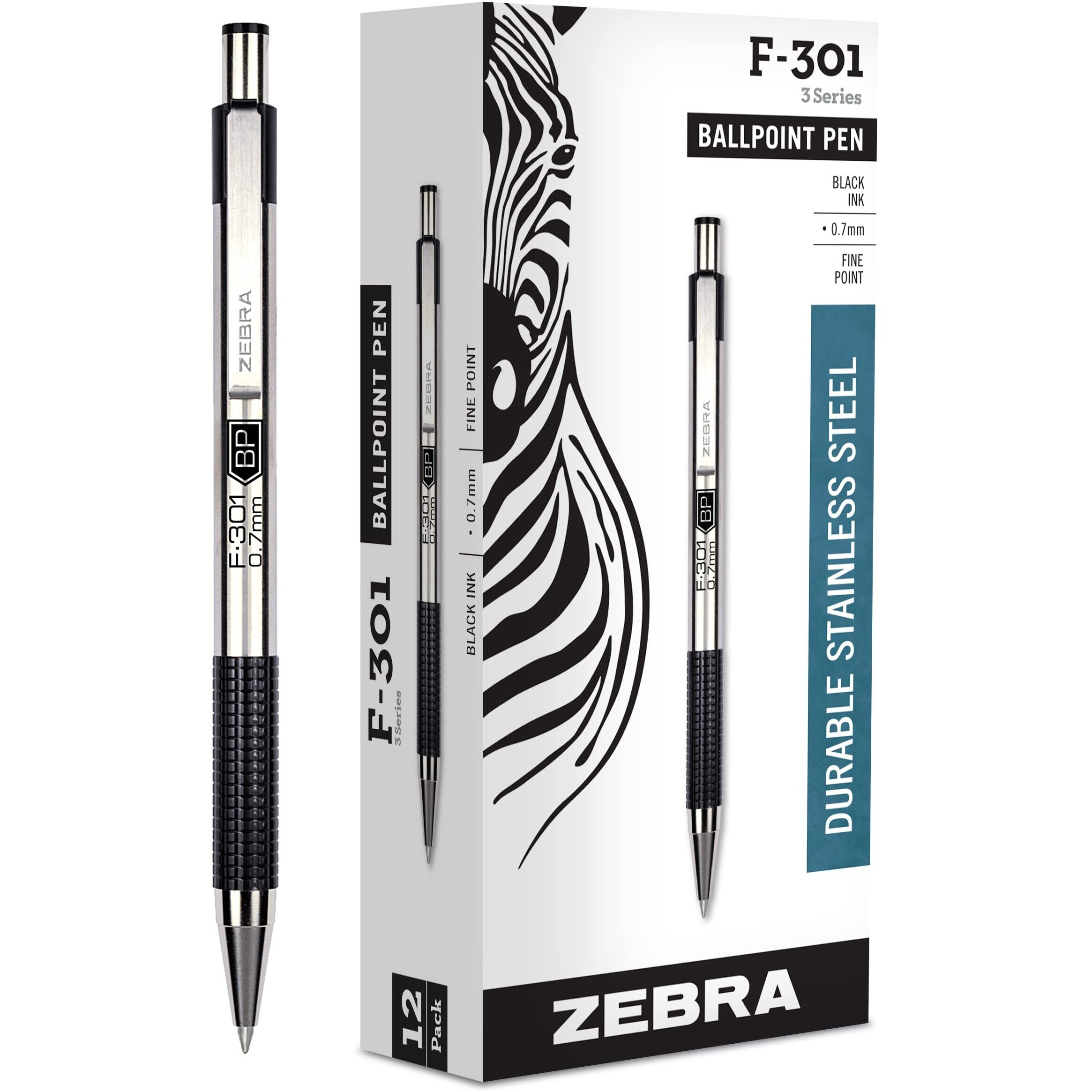 Zebra F-301 Ballpoint Stainless Steel (Black)