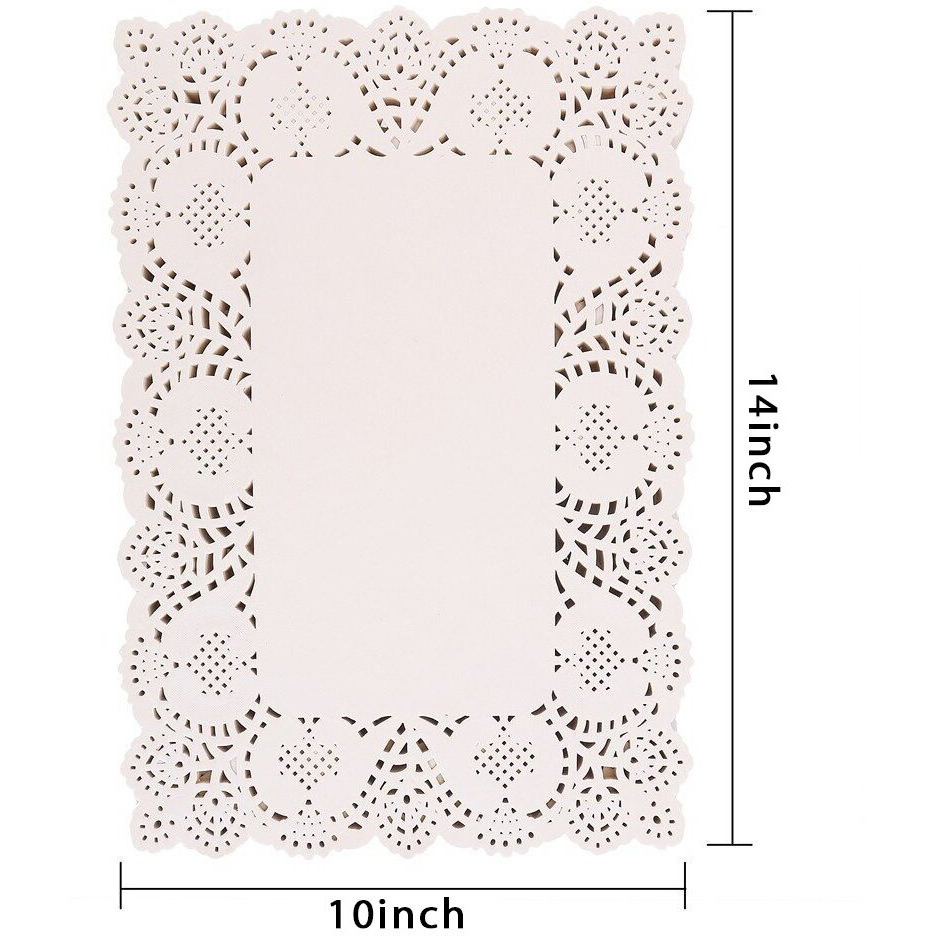 Decora 200 Pieces White Rectangle Lace Paper Doilies Placemats For Wedding Tea Party And Baking 14X10 Inch