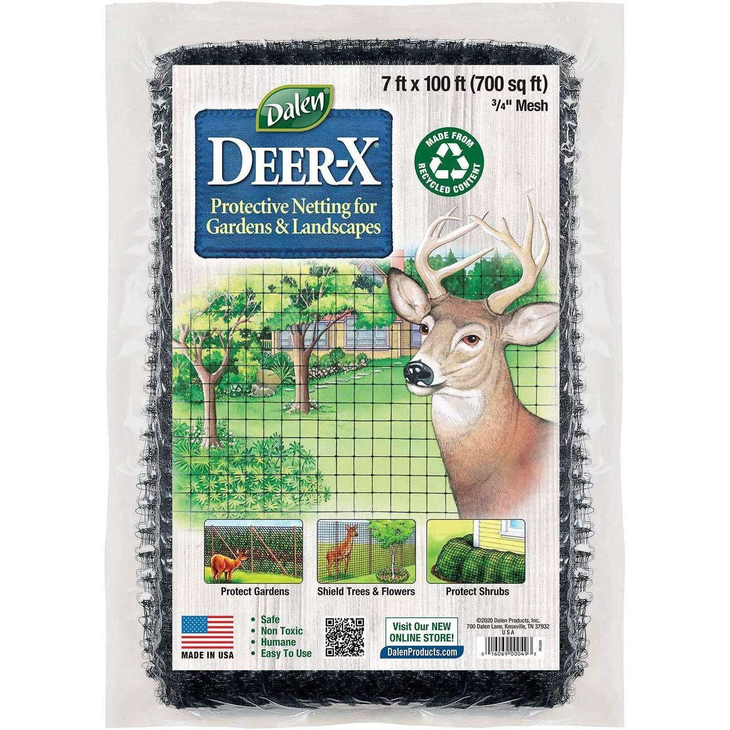 Dalen Deer X Protective Netting For Gardens And Landscapes - 7' X 100' - Strong And Durable 3/4" Polypropylene Mesh With Uv Inhibitors