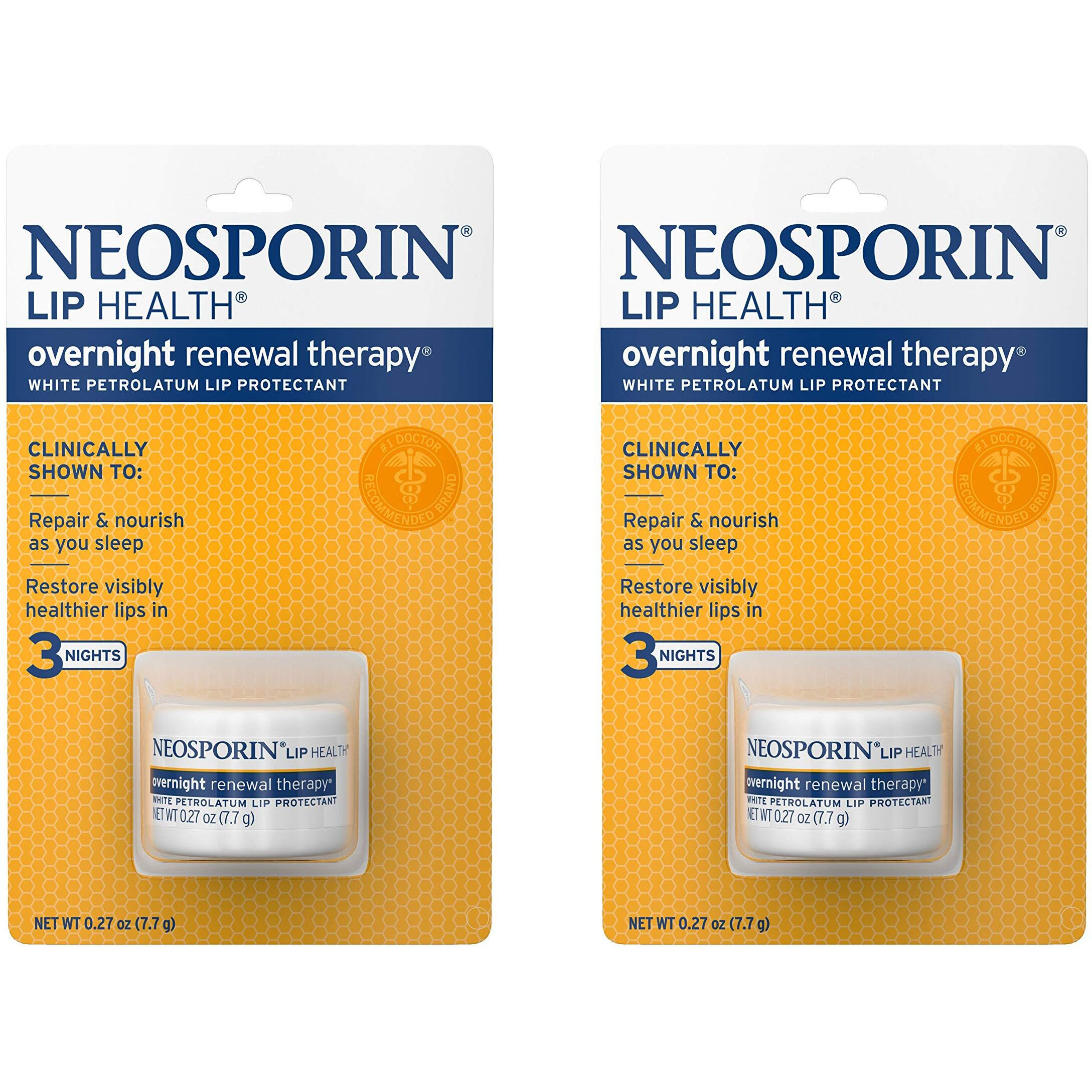 Neosporin Lip Health Overnight Healthy Lips Renewal Therapy Petrolatum Lip Protectant, 0.27Oz. (Pack Of 2)