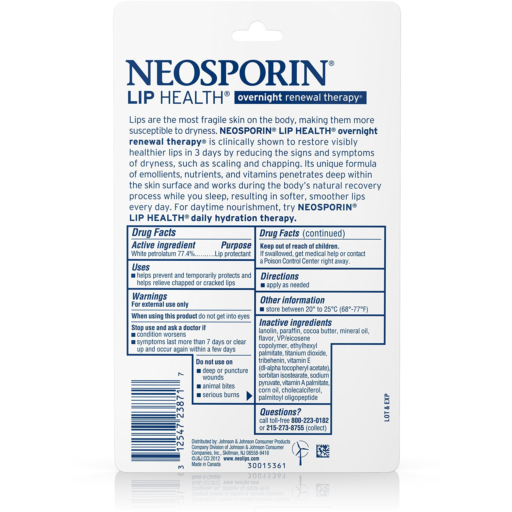 Neosporin Lip Health Overnight Healthy Lips Renewal Therapy Petrolatum Lip Protectant, 0.27Oz. (Pack Of 2)