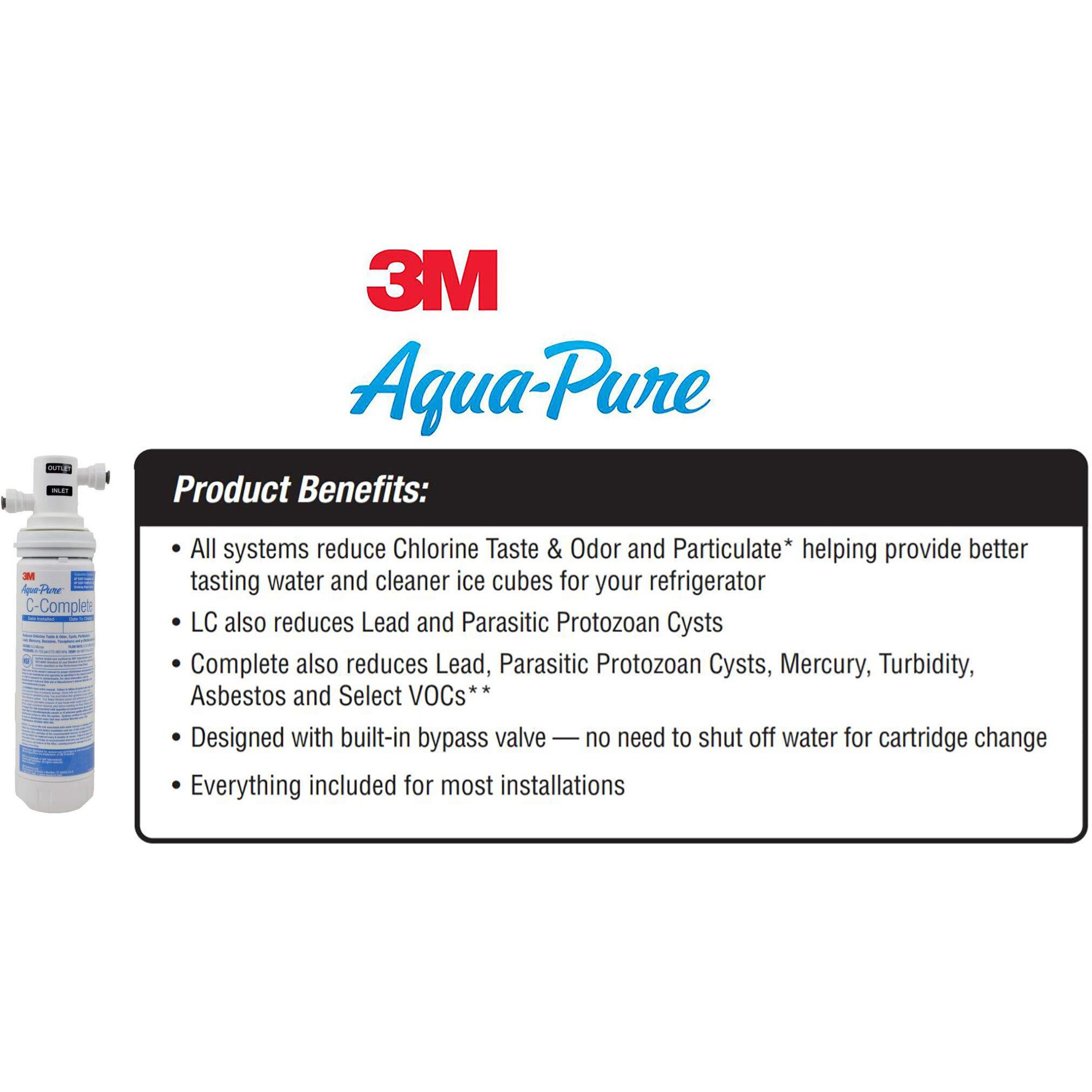 3M Aqua-Pure Replacement Filter C-Complete, For Use With Ap Easy Complete System, Nsf Certified Reduces Chlorine Taste And Odor, Sediment, Asbestos, Cyst, Lead, Mercury, Select Vocs. 750 Gallons.