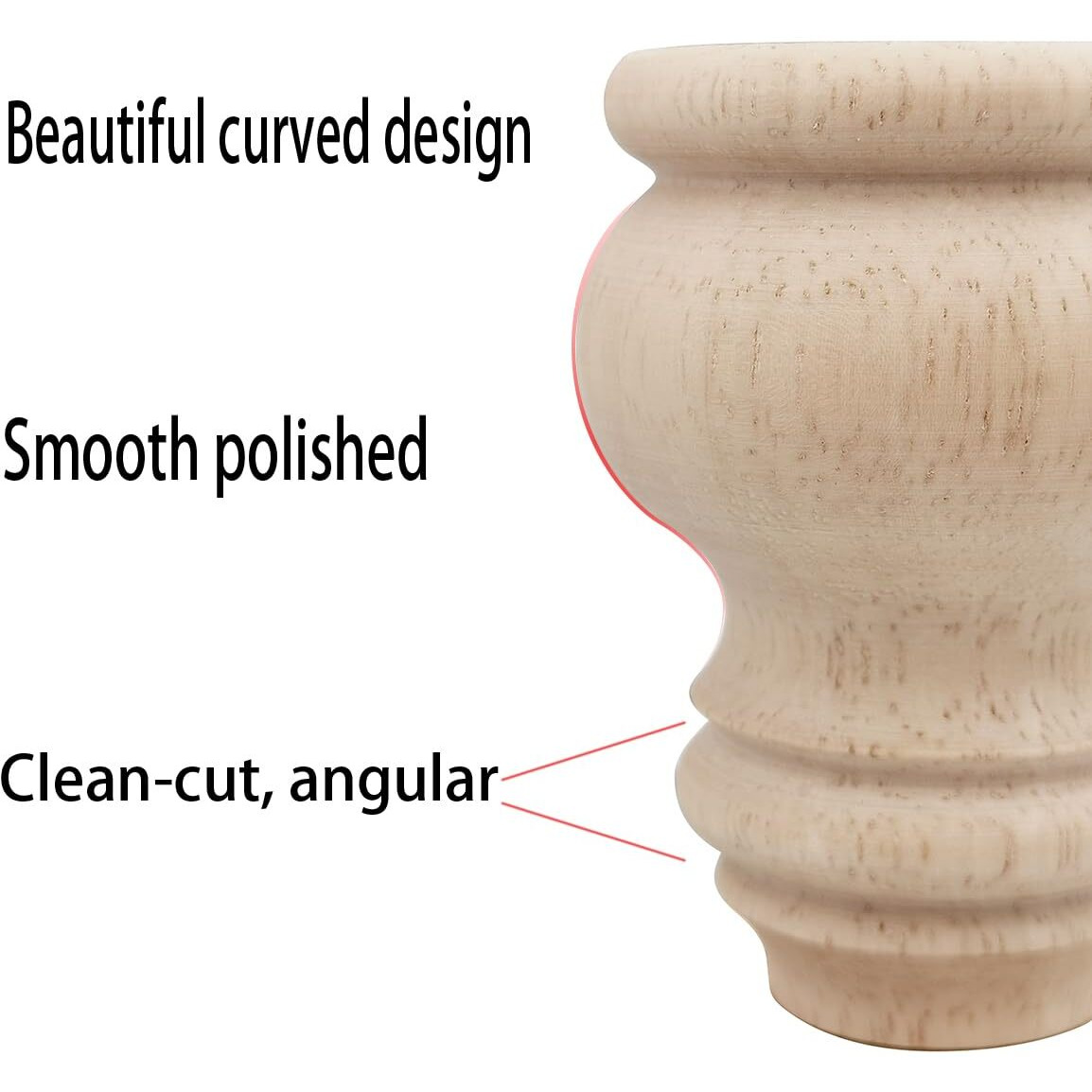 Btibpse 3" Tall Solid Wood Furniture Legs Unfinished Bun Feet For Cabinet Sofa Ottoman Tv Stand Loveseat Dresser Set Of 4