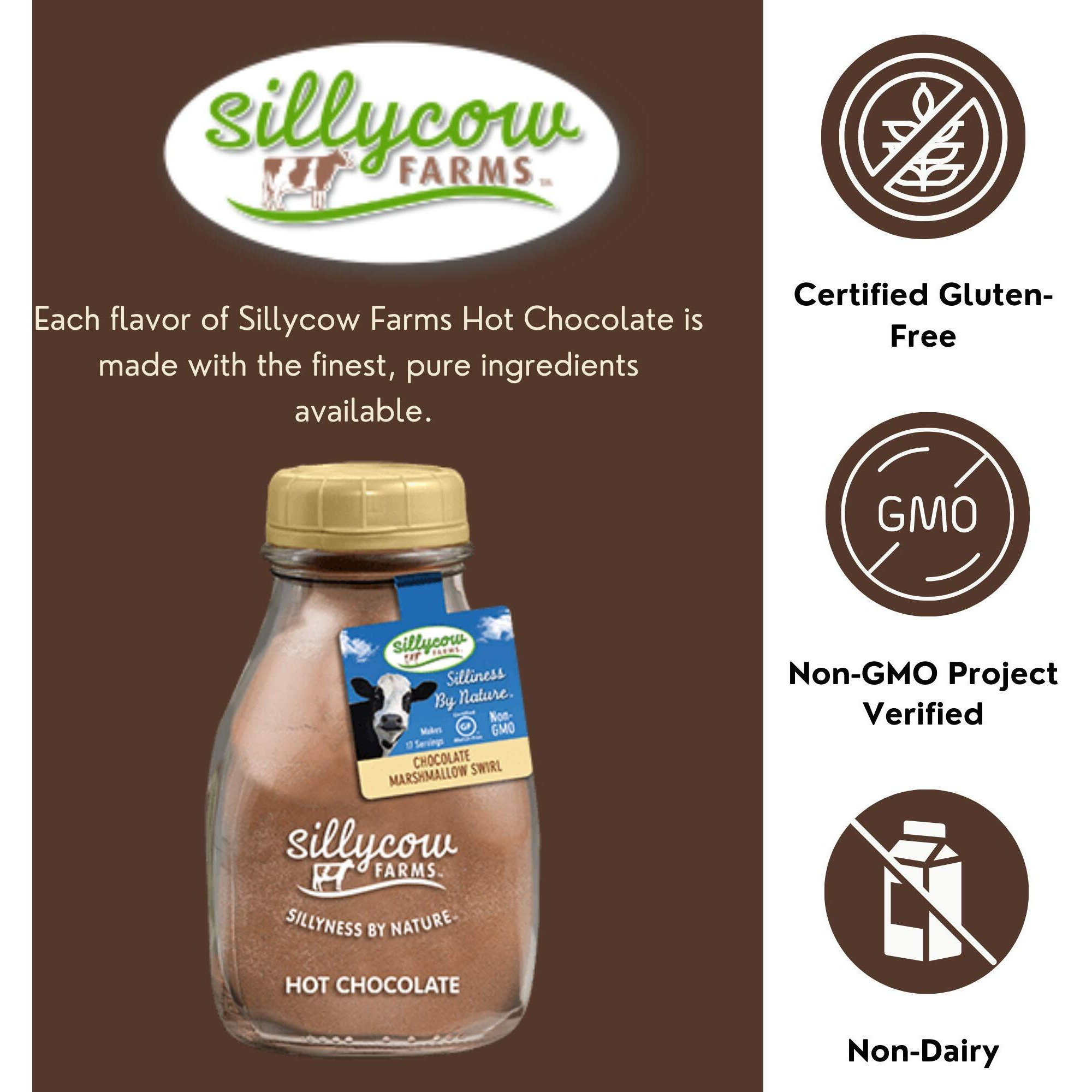 Sillycow Farms Marshmallow Swirl Hot Chocolate | Gluten-Free | Non-Gmo | Hot Cocoa Mix With Dutch Processed Cocoa Powder | Made With Real Ingredients | 16.9 Oz Glass Bottle (Pack Of 1)
