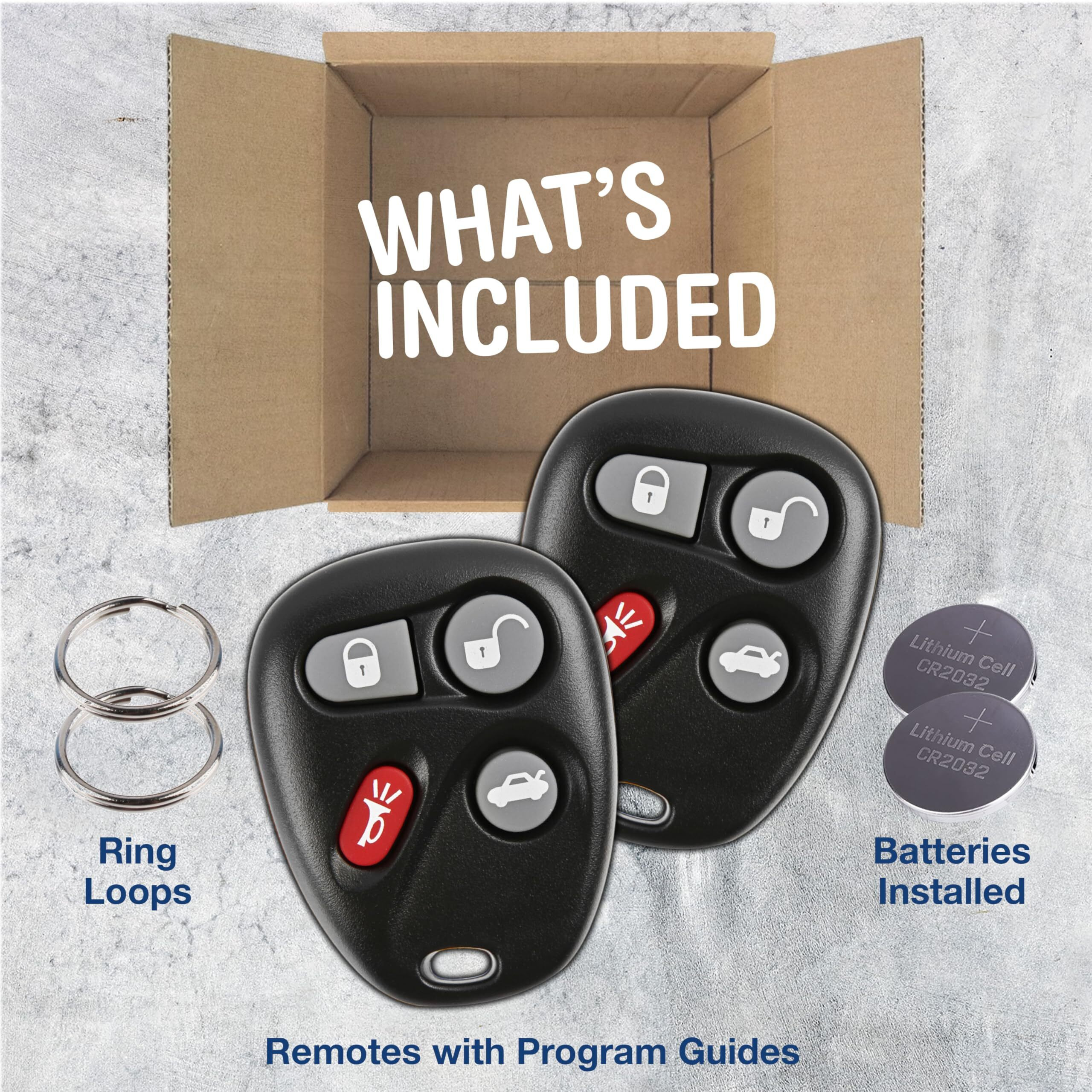 2X Keylessoption Key Fob Replacement For 2001 2002 2003 2004 2005 Buick Cadillac Chevrolet Chevy Oldsmobile Pontiac Remote, 4-Button 25695954, Locksmith Required