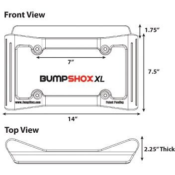 Bumpshox - The Original Front Bumper Guard & Front Bumper Protection License Plate Frame. Tougher Than Steel (Bumpshox Xl (2.25&quot Thick))