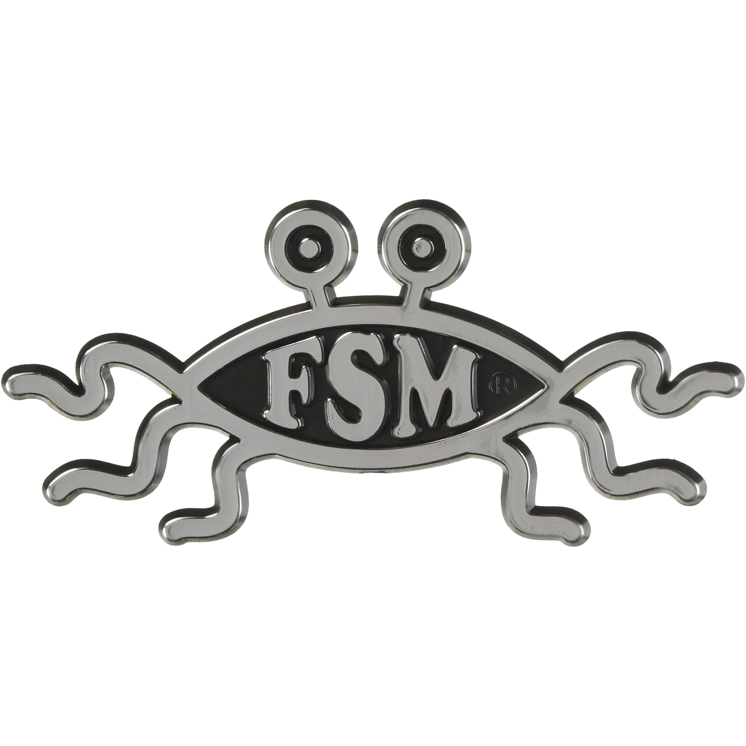 Fsm Flying Spaghetti Monster Plastic Auto Emblem - [Silver][5 1/2'' X 2 1/2'']