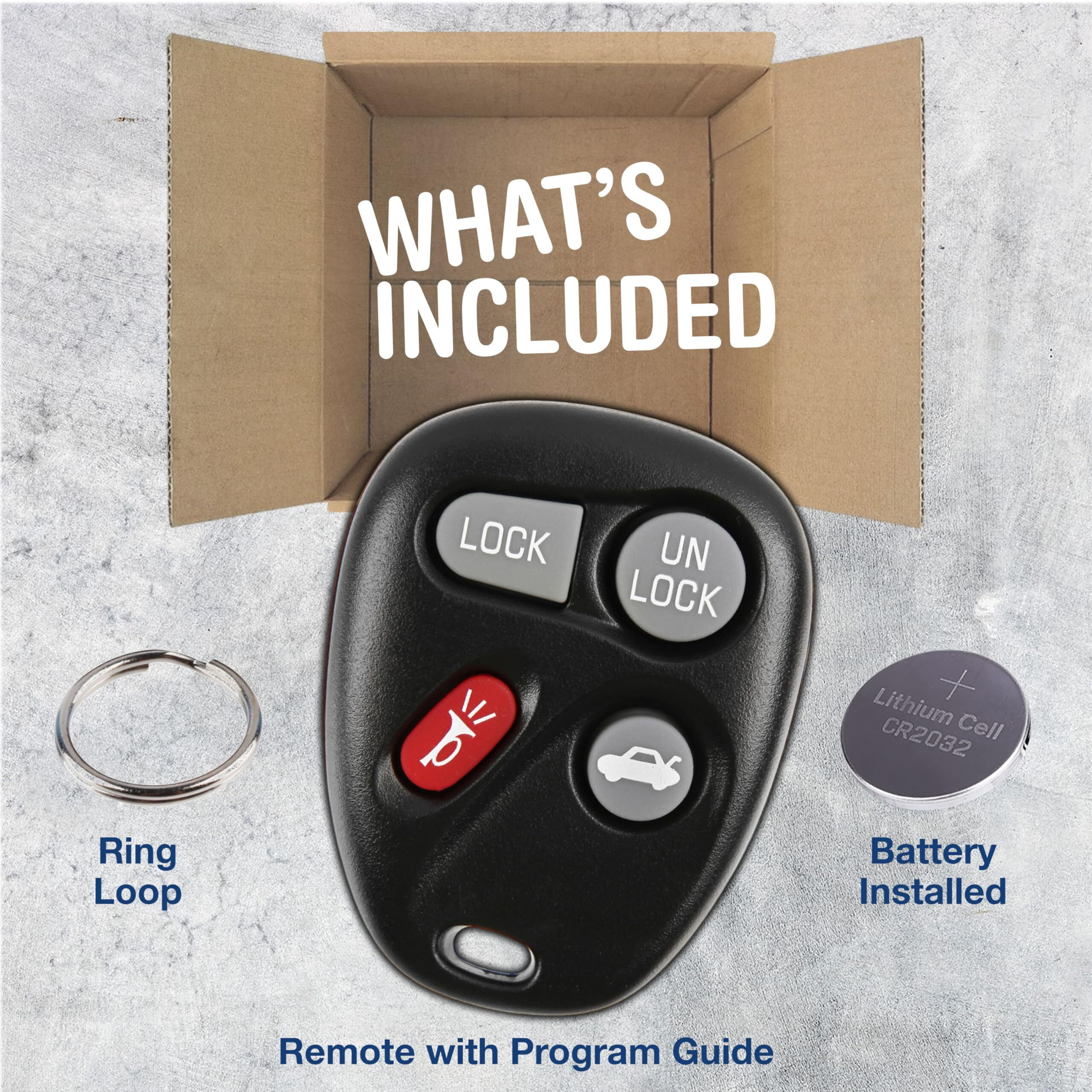 Keylessoption Key Fob Replacement For 2001 2002 2003 2004 2005 Chevrolet Chevy Impala Monte Carlo Pontiac Grand Prix Remote, 4-Button 10443537, Locksmith Required