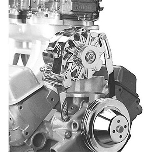 Upper Alternator Bracket, Chrome, Fits Small Block Chevy