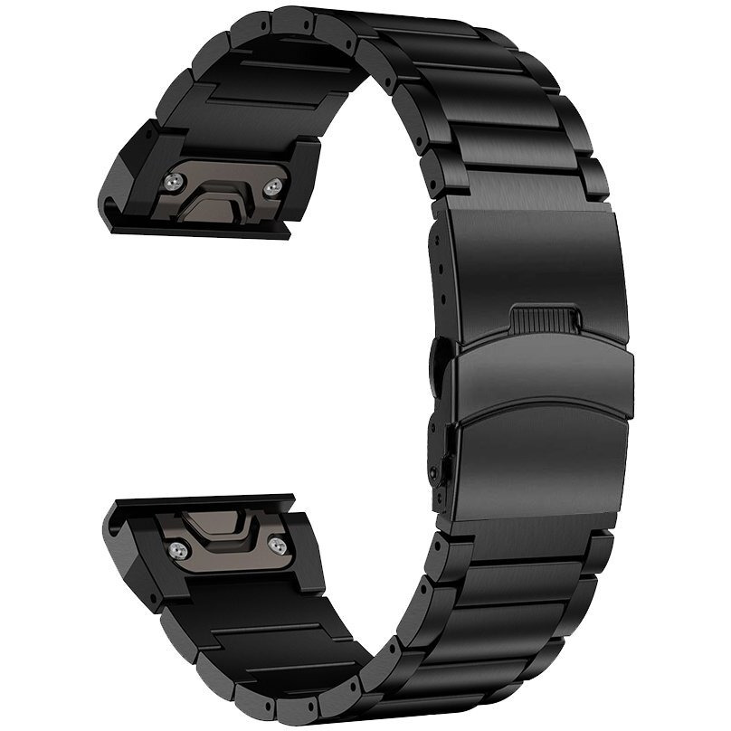 Ldfas Fenix 8/7X/6X/5X Plus Band, Sport Quick Release Easy Fit 26Mm Stainless Steel Metal Bands With Safety Buckle Compatible For Garmin Fenix 7X/6X Pro5X/5X Plus/3/3Hr Bands, Black