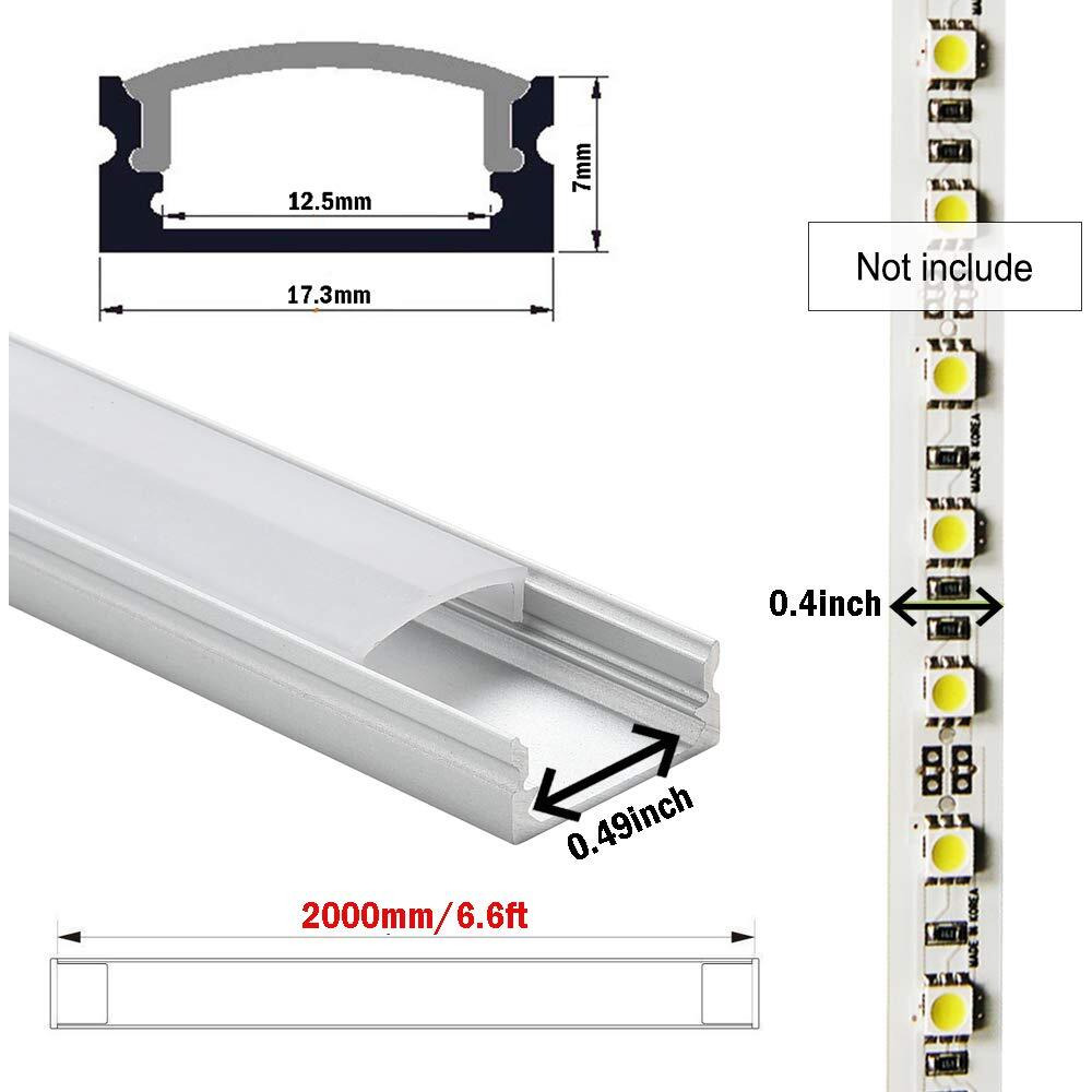 Starlandled 10-Pack 6.6Ft/ 2 Meter U Shape Led Aluminum Channel System With Milky Cover, End Caps And Mounting Clips, Aluminum Profile For Led Strip Light Installations, Very Easy Installation