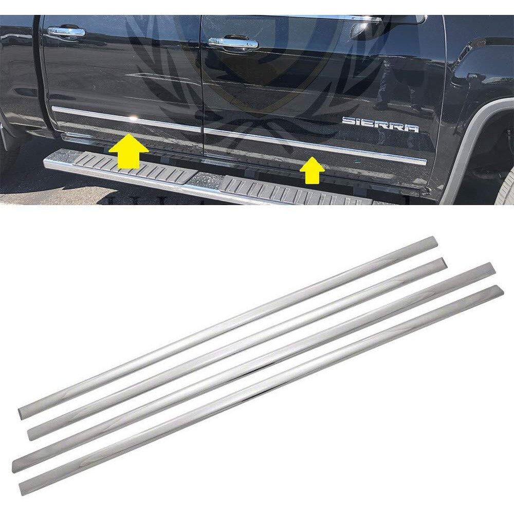 Lj International Quality Accessories Triple Chrome Plated Side Molding Belt Trims For Chevrolet Silverado+Gmc Sierra