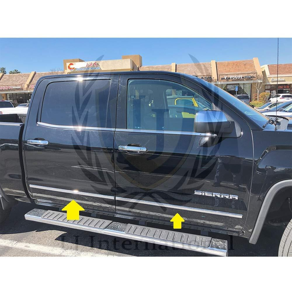 Lj International Quality Accessories Triple Chrome Plated Side Molding Belt Trims For Chevrolet Silverado+Gmc Sierra