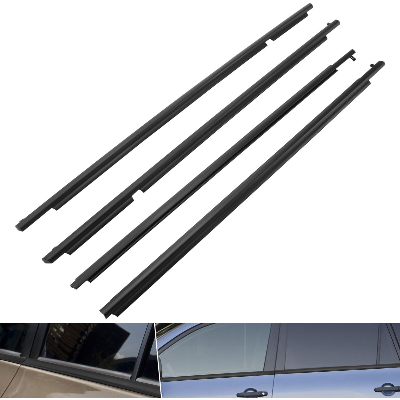 Motorfansclub 4Pcs Weatherstrip Window Sealing Fit For Rav4 2009 2010 2011 2012 4 Door Sealing Strip Outside Trim, Black