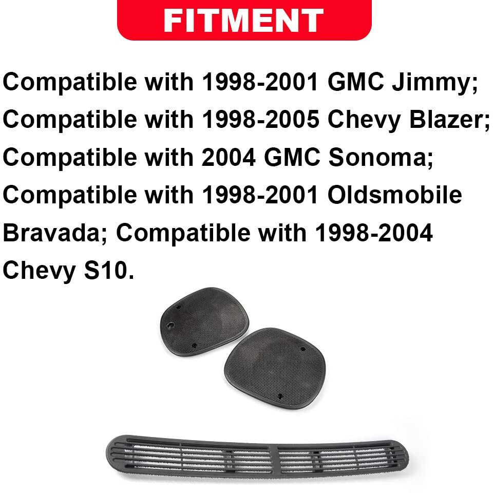 G-Plus Dash Defrost Vent Cover Grille Panel Speaker Grill Set Compatible With Chevy Blazer S10/Gmc Jimmy Sonoma Oldsmobile 1998-2005 15046442 15046441