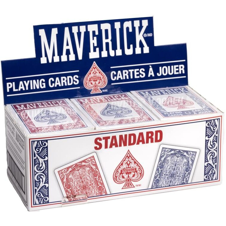 Maverick Playing Cards, Standard Index, Red And Blue, 12 Pack