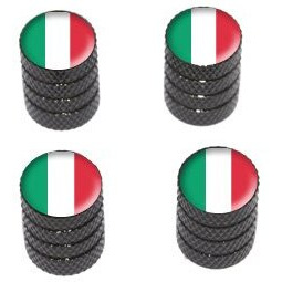 Graphics & More Italy Italian Flag - Tire Rim Valve Stem Caps - Black