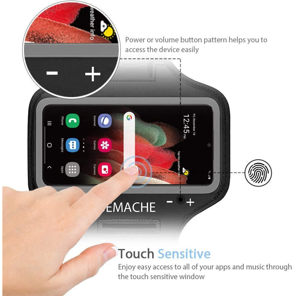 Galaxy S25 Ultra, S24 Ultra, S23 Ultra, S22 Ultra Armband, Jemache Gym Workouts Running Arm Band For Samsung Galaxy S20/S21/S22/S23/S24/S25 Ultra 5G (Black)