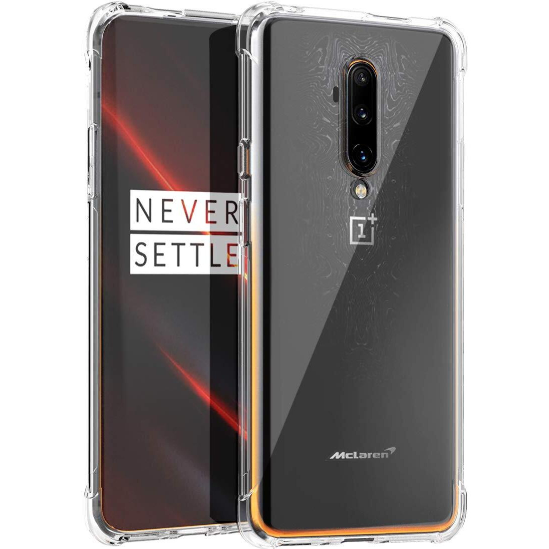 Osophter For Oneplus 7T Pro Case Clear Transparent Reinforced Corners Tpu Shock-Absorption Flexible Cell Phone Cover For One Plus 7T Pro 5G Mclaren (Clear)