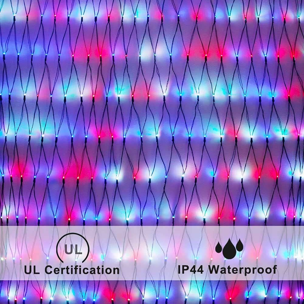 Rgb Net Lights, Color Changing Outdoor Led Christmas Mesh Lights, 9.8Ft X 6.6Ft 204 Led Net Light Halloween Decorations, Connectable Plug In Waterproof Tree Christmas Light Bushes Wedding Garden Decor