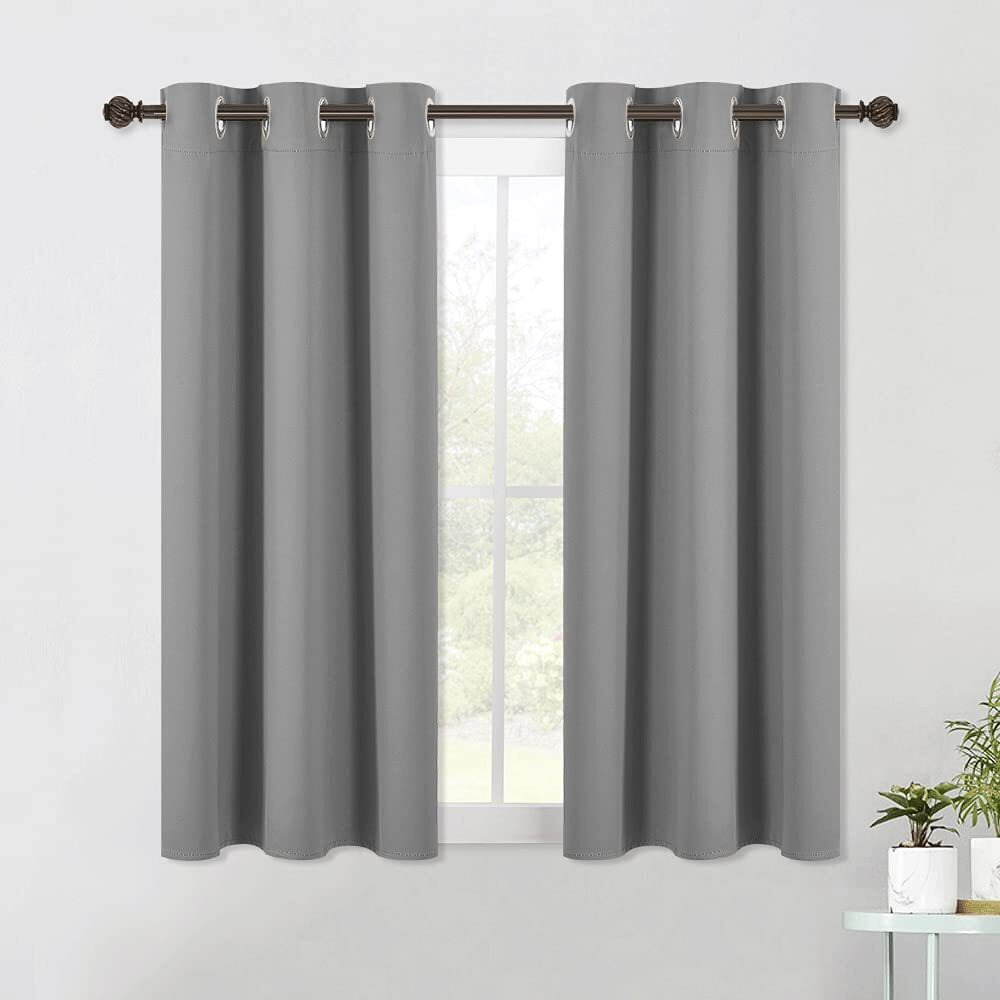 Nicetown Bedroom Curtains Blackout Drapery Panels, Three Pass Microfiber Thermal Insulated Solid Ring Top Blackout Window Curtains / Drapes For Small Window (2 Panels, W42" X L54", Silver Grey)