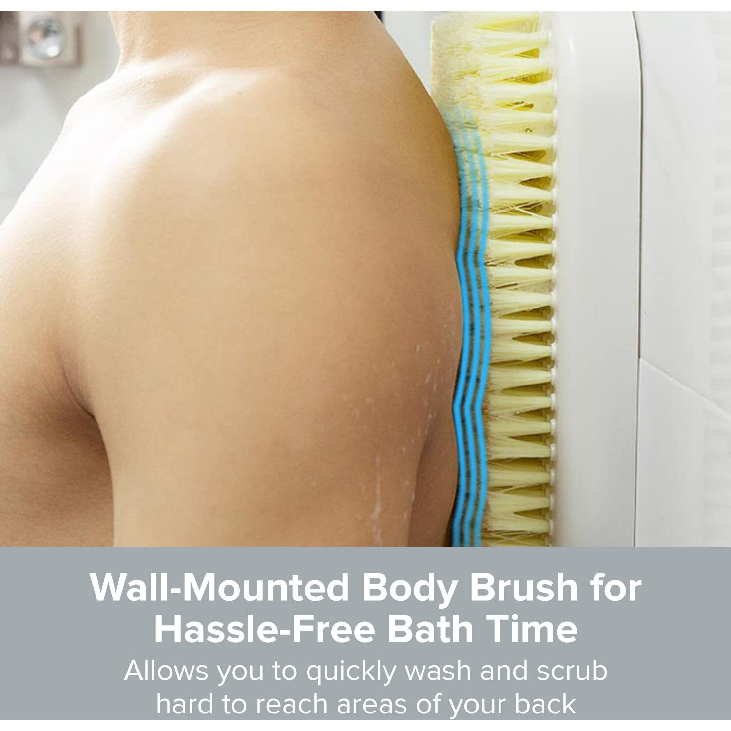 Wall Mounted Back Scrubber For Shower - Large Exfoliating Brush For Shower - Bathing Scrub Brush - Hands-Free Back Brush & Body Scrubber - Shower Accessories - 7.9X11.9In In-Shower Scrubber For Body