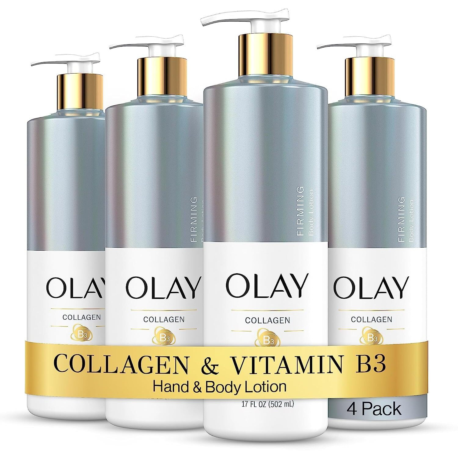 Olay Firming & Hydrating Body Lotion With Collagen, 17 Fl Oz Pump, (Pack Of 4)