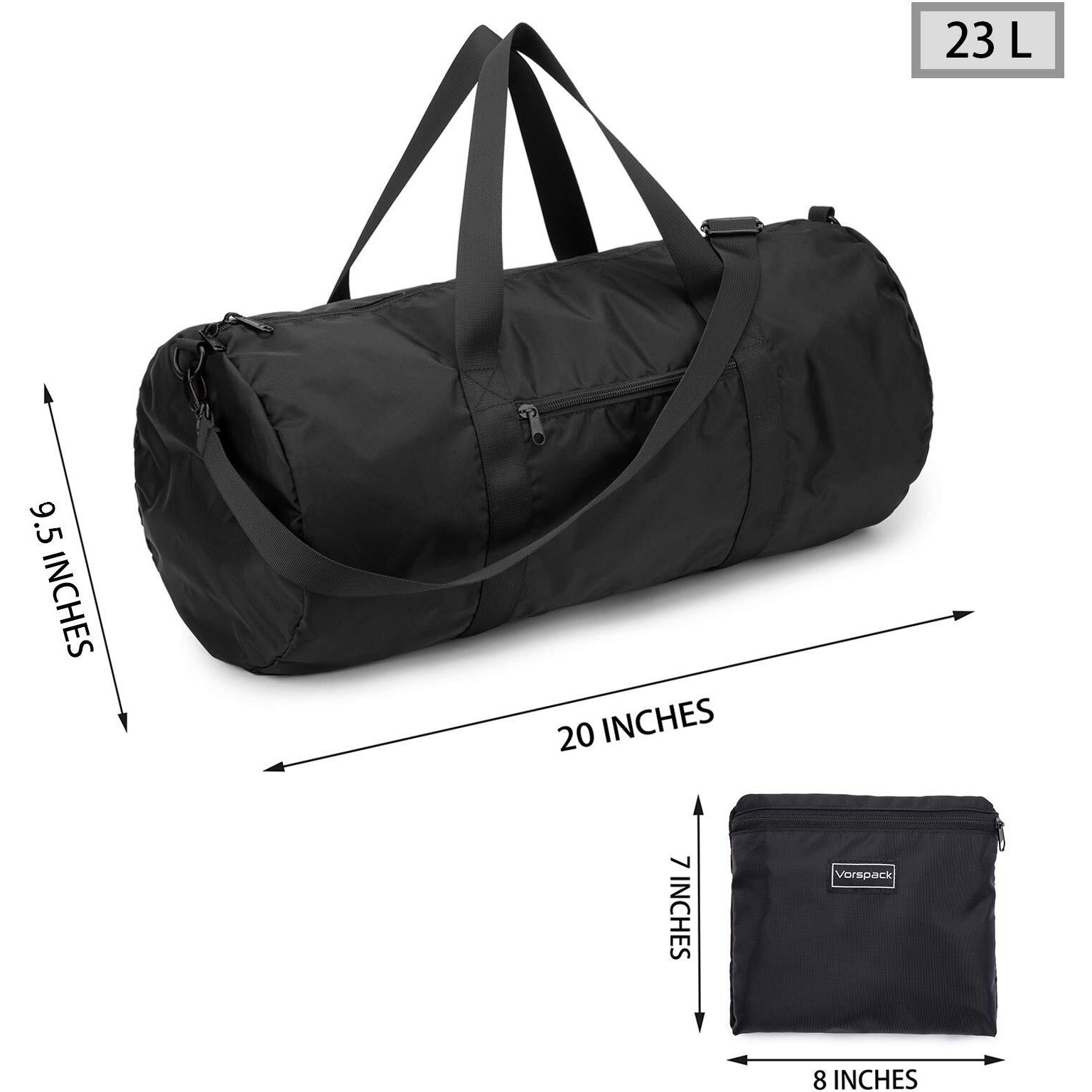Vorspack Small Duffel Bag 20 Inches Foldable Gym Bag For Men Women Duffle Bag Lightweight With Inner Pocket For Travel Sports - Black