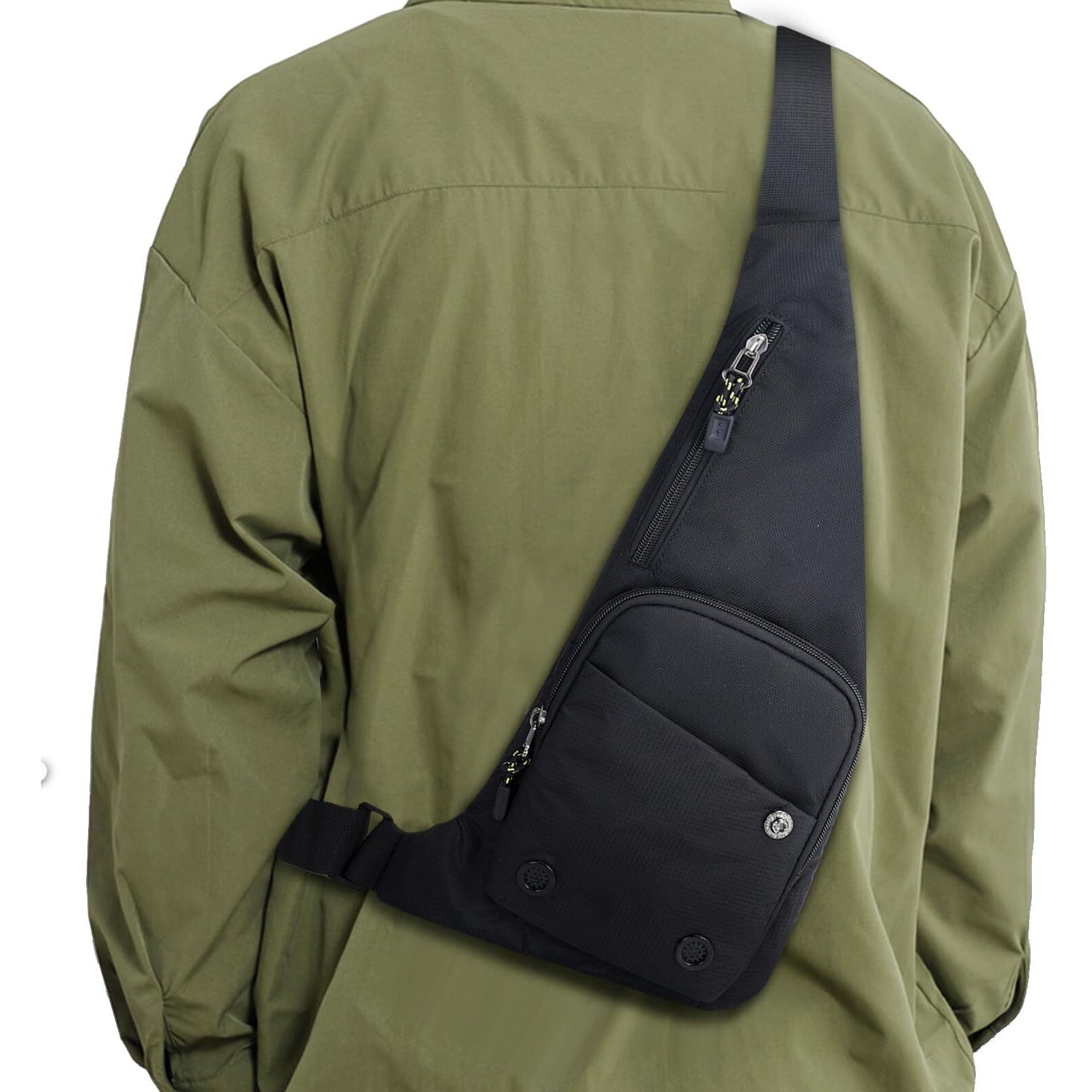 Peicees Sling Bag For Men Women Shoulder Bag Sling Backpack Durable Chest Bag For Running Camping Exercise Outdoor (S_Black)