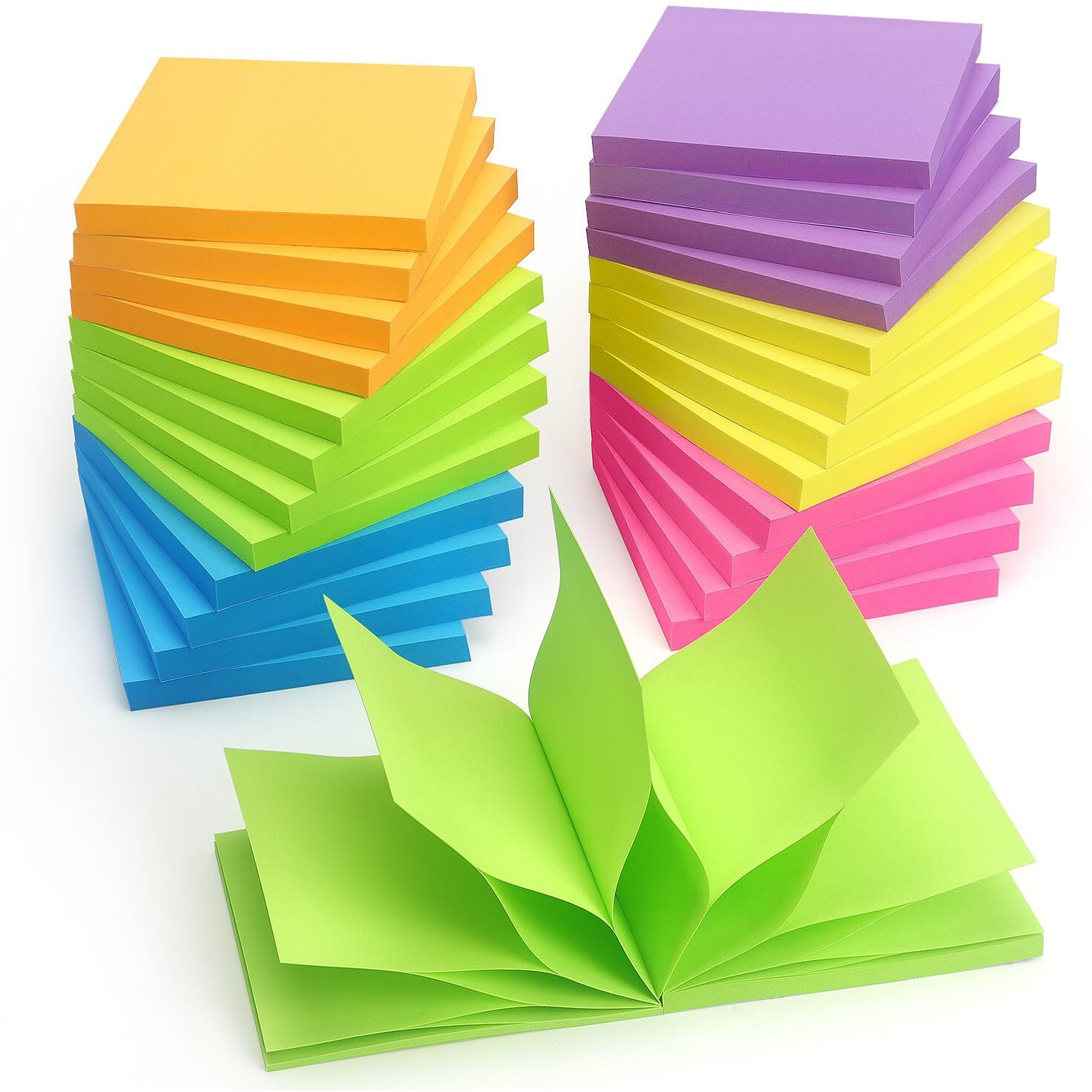 Pop Up Sticky Notes 3X3 Inch Bright Colors Self-Stick Pads 24 Pads/Pack 70 Sheets/Pad Total 1680 Sheets