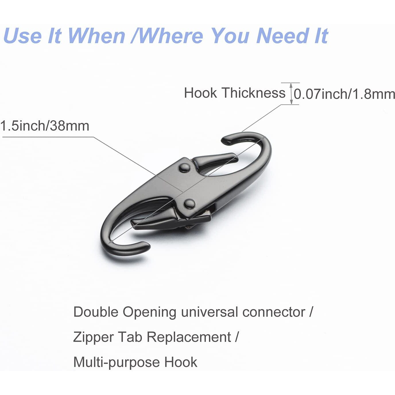 Zpsolution Double Small Carabiner Clips - Zipper Clip Theft Deterrent - Holding The Zipper Closed - Zipper Pull Replacement