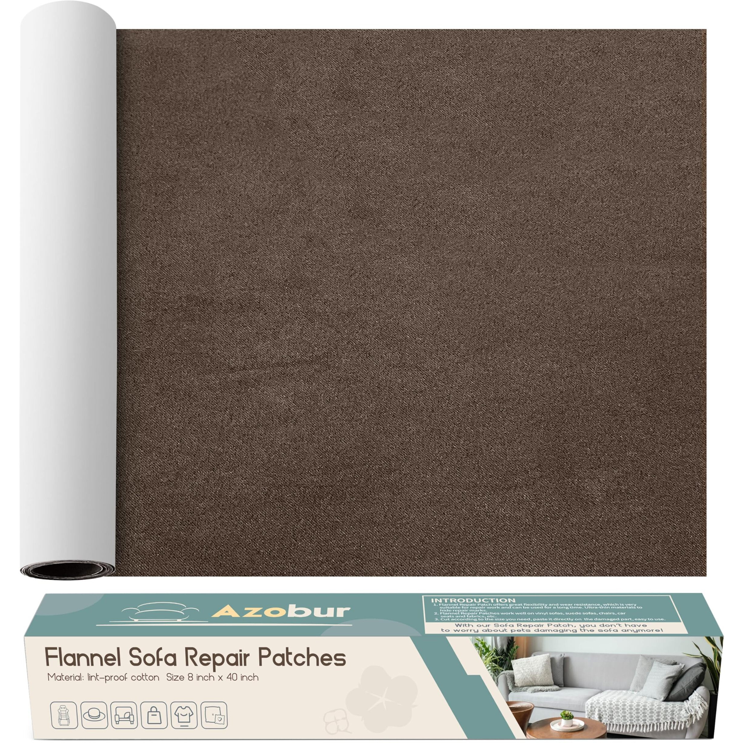 Azobur Sofa Fabric Repair Patch, Oversized Microfiber Patch,Self Adhesive Fabric Sofa Patch Repair Fabric,Super Cost-Effective Combination (Dark Brown)