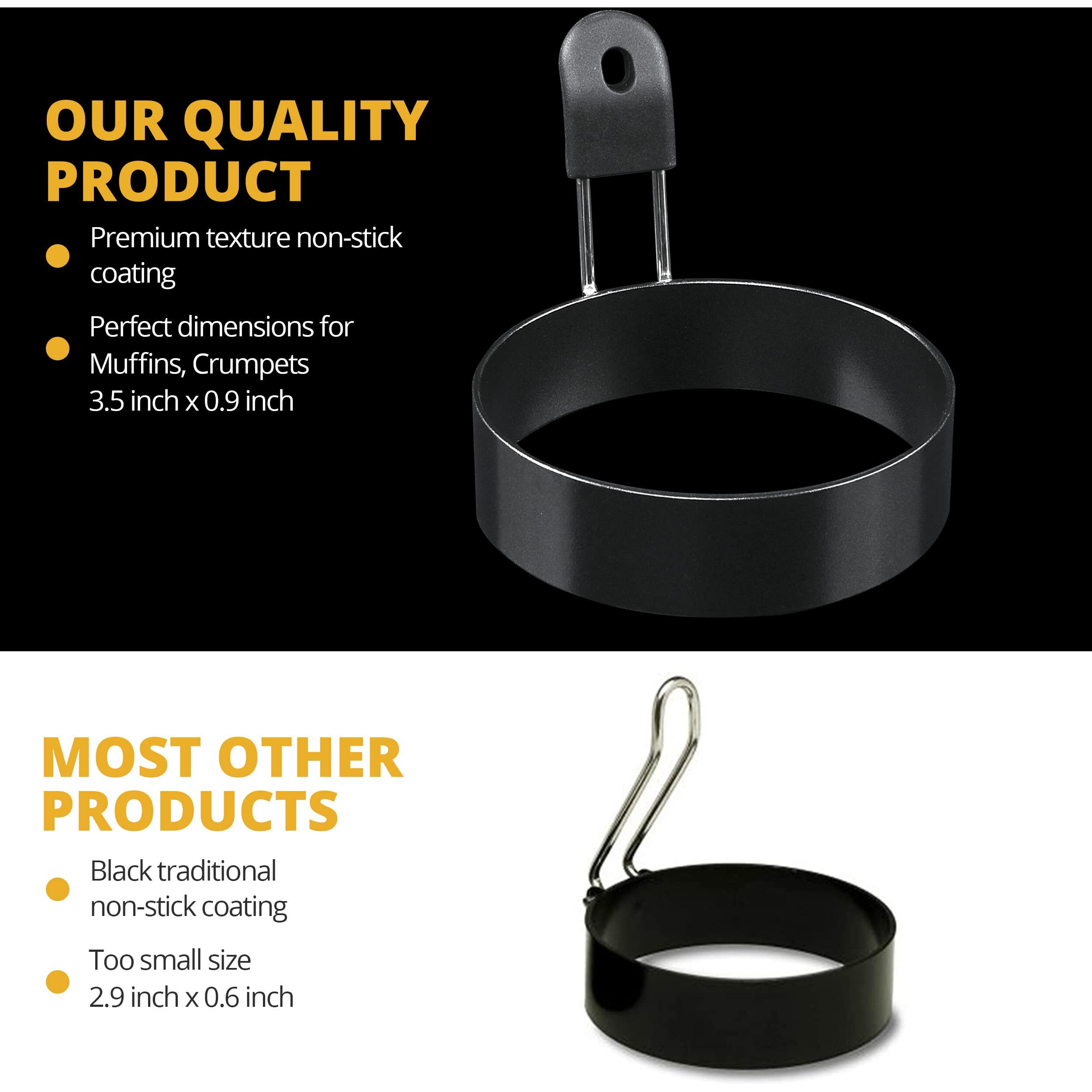 Funutters Egg Rings, 3.5'', Nonstick, Professional And Large, Stainless Steel Egg Rings For Frying Eggs And Egg Mcmuffins, Egg Mold For Breakfast, Mini Pancakes, And Fried Eggs