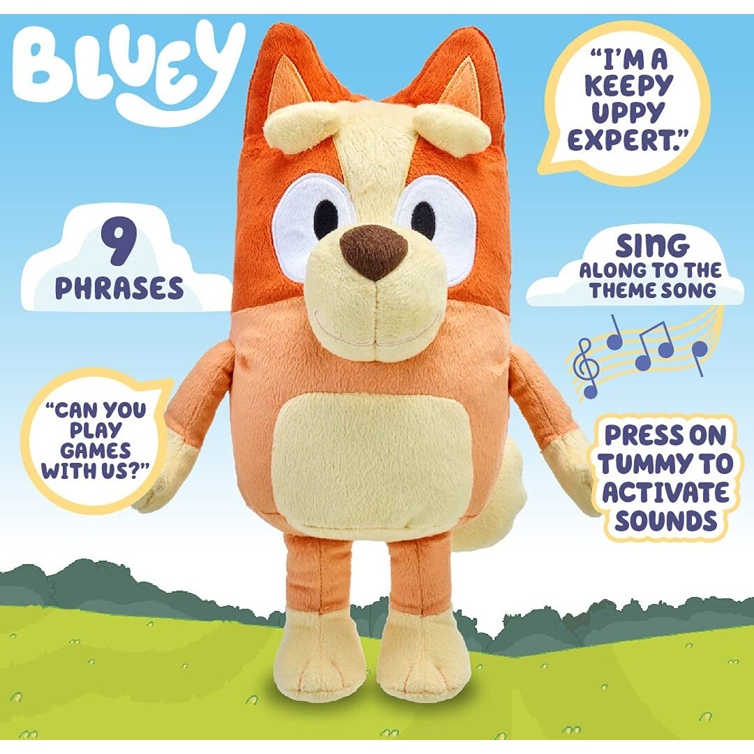 Bluey - 12" Talking Bingo Plush - Interactive - Sing Along With Bingo, 9 Different Phrases, Multicolor, 17137