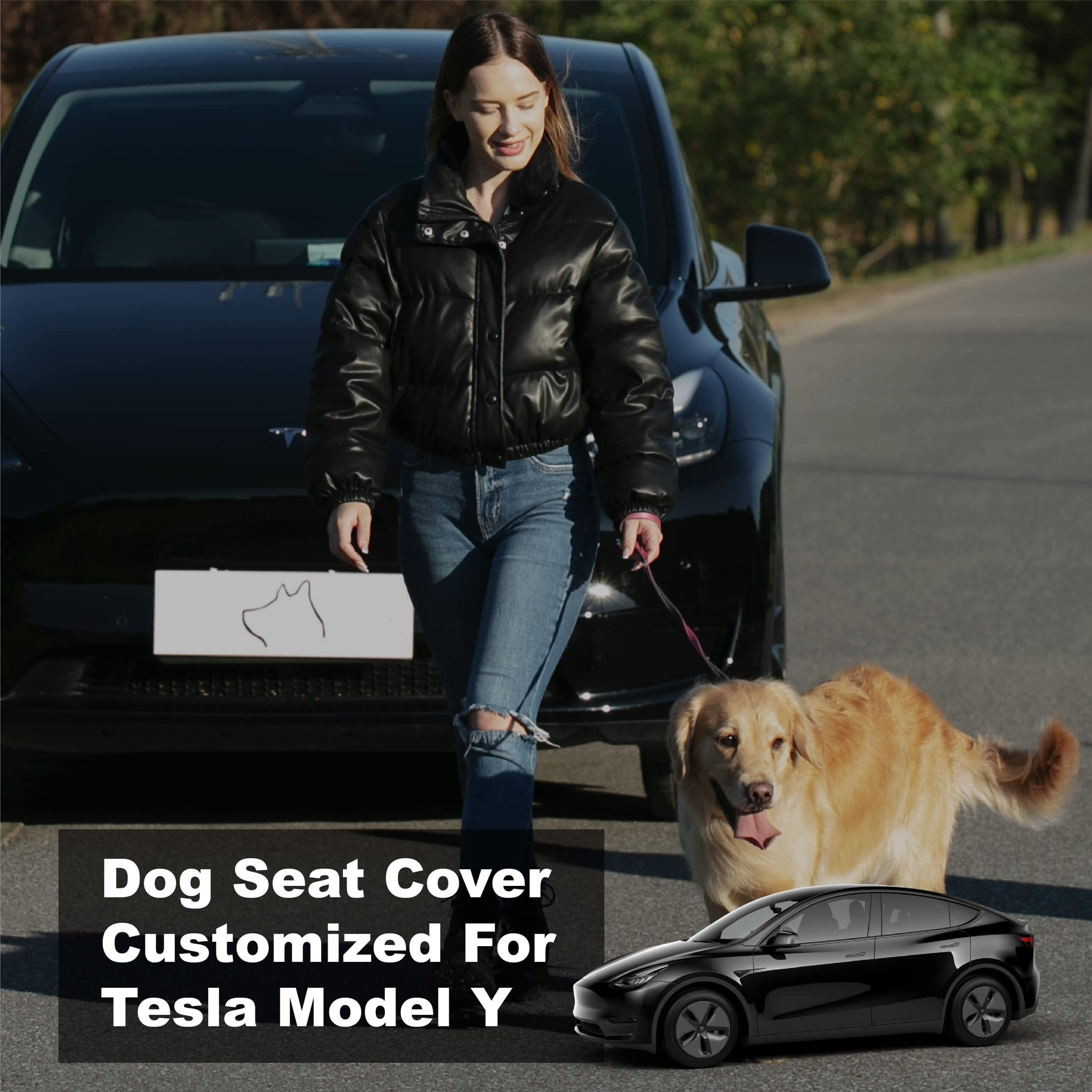 Dog Seat Covers For Back Seat, Tesla Model Y Seat Covers For Pet, Backseat Cover For Dogs, 100% Waterproof Car Seat Cover Protector From Scratches, Dog Hammock With Mesh Window & Headrest Protector