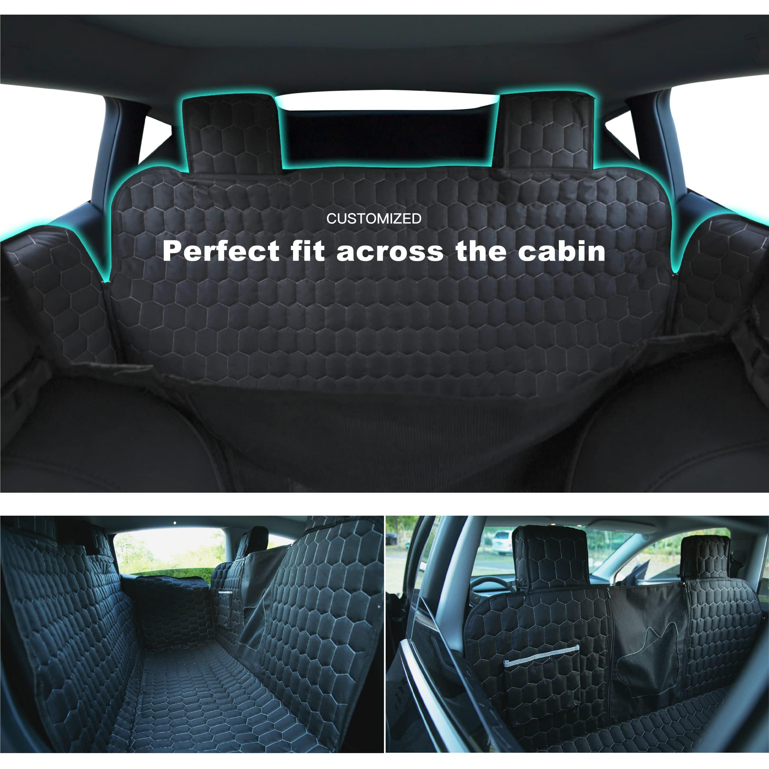 Dog Seat Covers For Back Seat, Tesla Model Y Seat Covers For Pet, Backseat Cover For Dogs, 100% Waterproof Car Seat Cover Protector From Scratches, Dog Hammock With Mesh Window & Headrest Protector