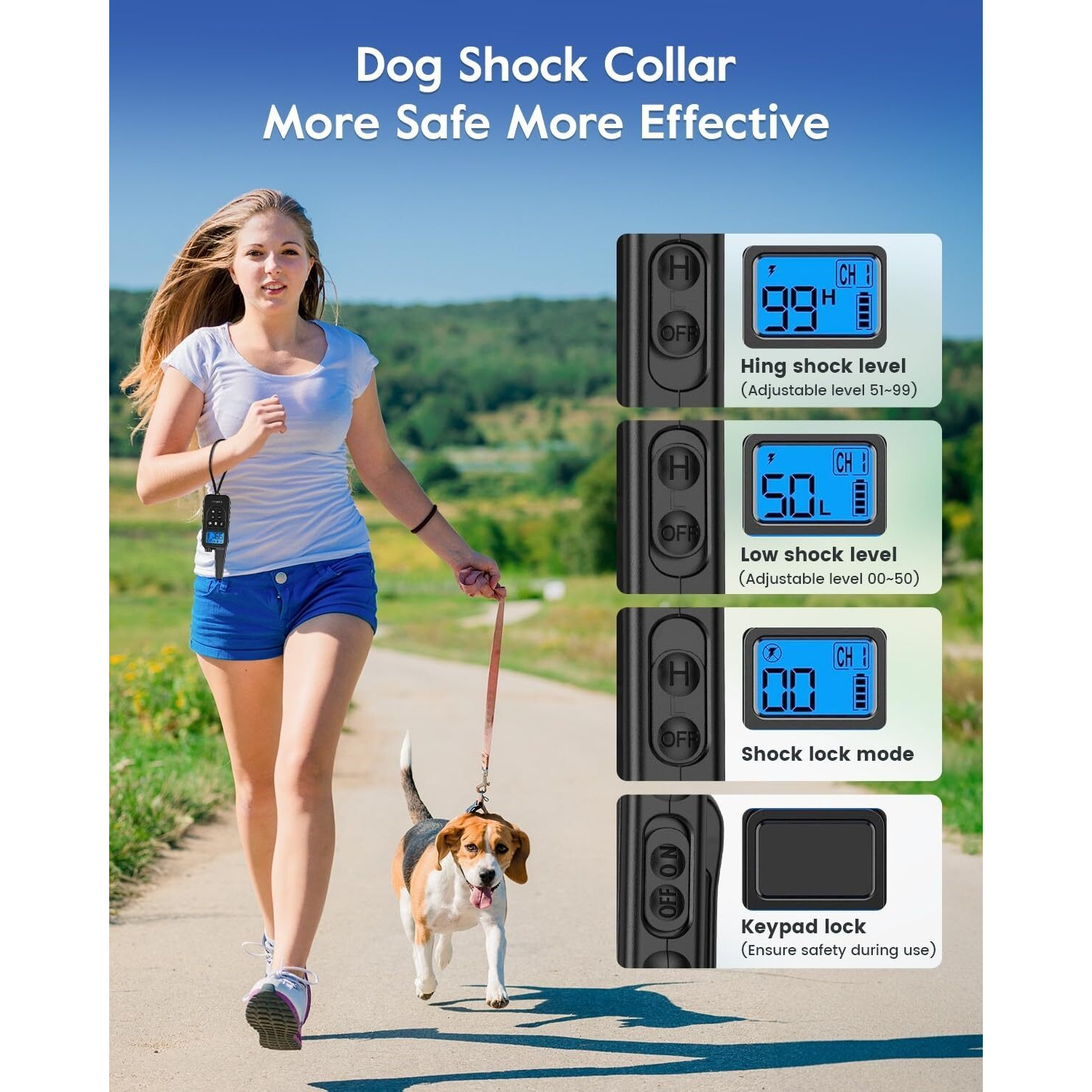 Dog Training Collar With 7 Training Modes, 2600Ft Remote Electronic Dog Shock Collar, Electric Shock Collar For Small Medium Large Dogs (Green)