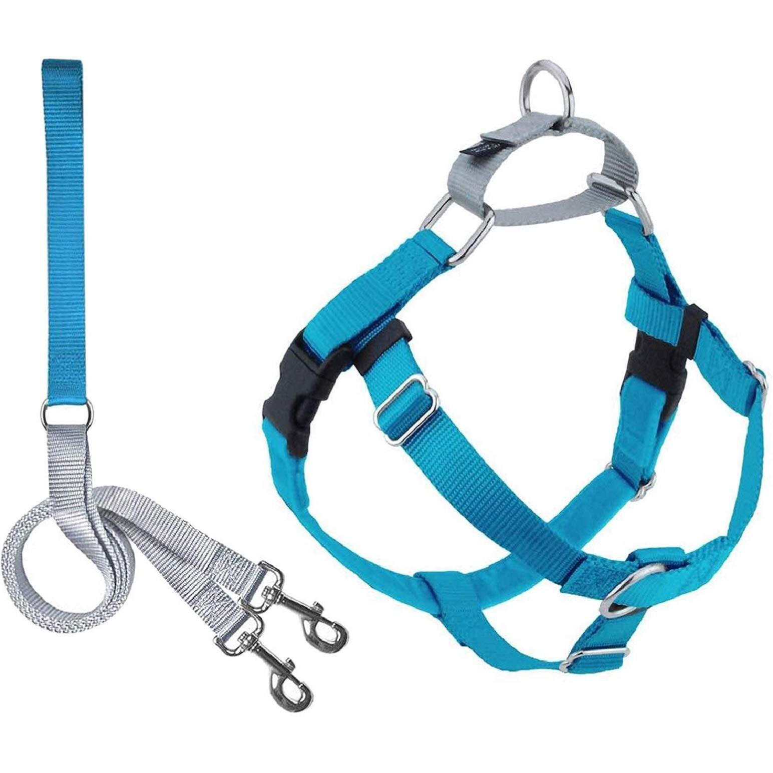 2 Hounds Design Freedom No Pull Dog Harness | Adjustable Gentle Comfortable Control For Easy Dog Walking |For Small Medium And Large Dogs | Made In Usa | Leash Included | 5/8" Sm Turquoise