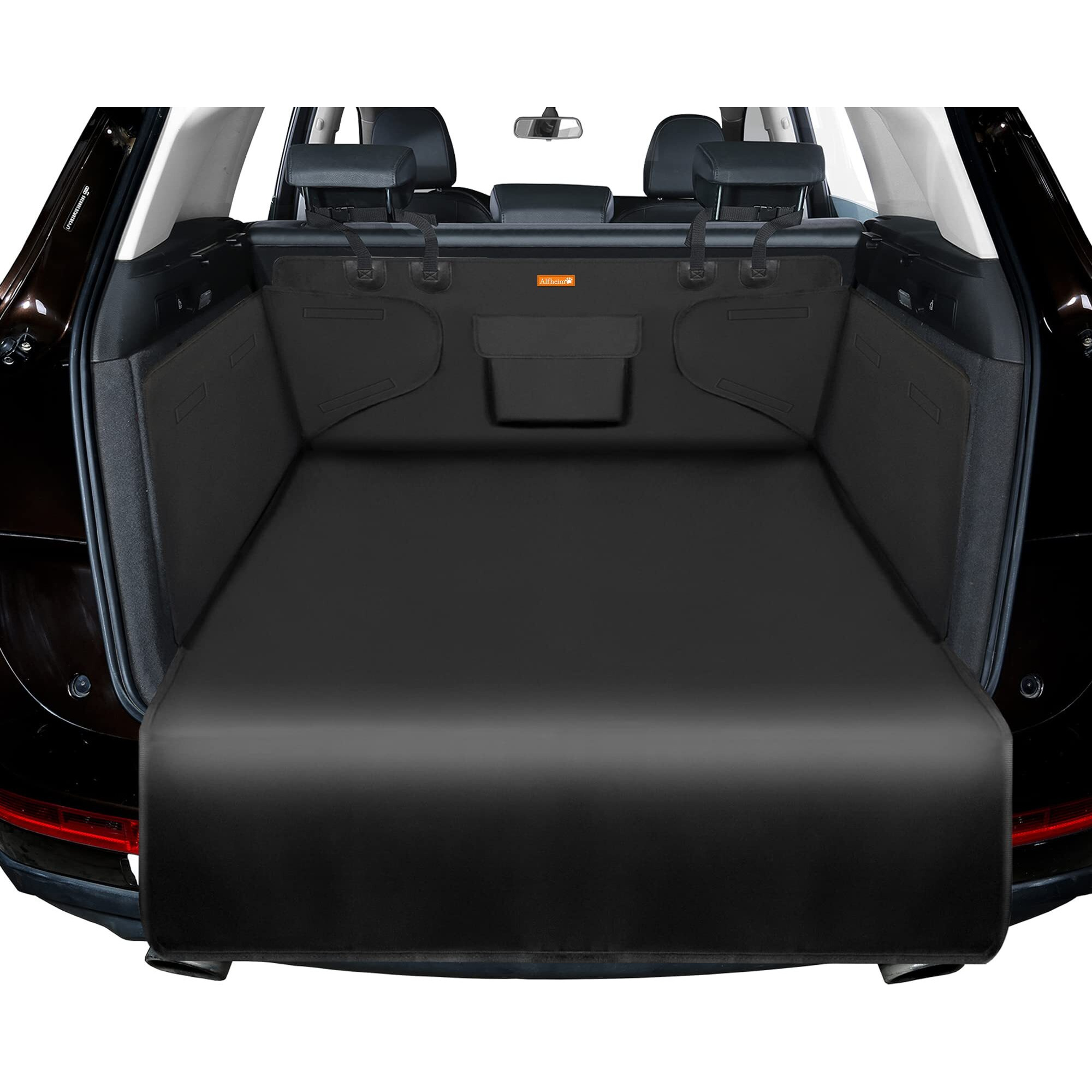 Alfheim Car Boot Liner Protector - Nonslip Waterproof Pet Dog Back Seat Cover - Durable Washable Cargo Cover Mat Travel, Universal For Medium Small Car Truck Suv (Black)
