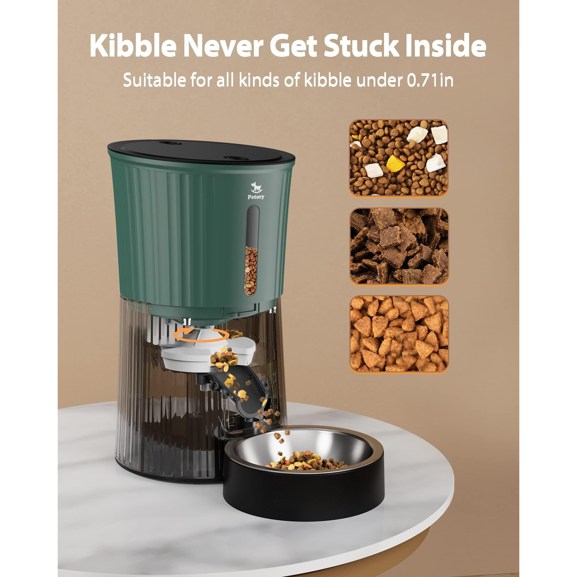 Petory Timed Automatic Cat Feeders - 4L Programable Dry Food Dispenser For Cats And Small Medium Dogs 6 Meals With Desiccant Bag Dual Power Supply 10S Voice Recorder