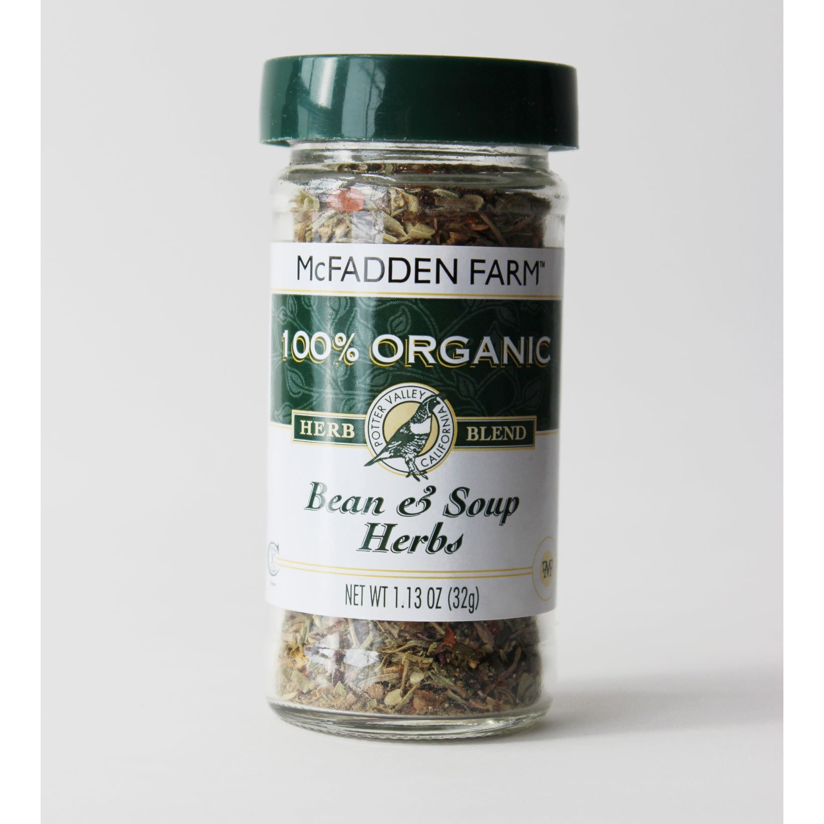 Mcfadden Farm Organic Bean & Soup Herbs, Seasoning Blend, Grown And Packed In The U.S.A., 1.13 Oz. In Glass Jar