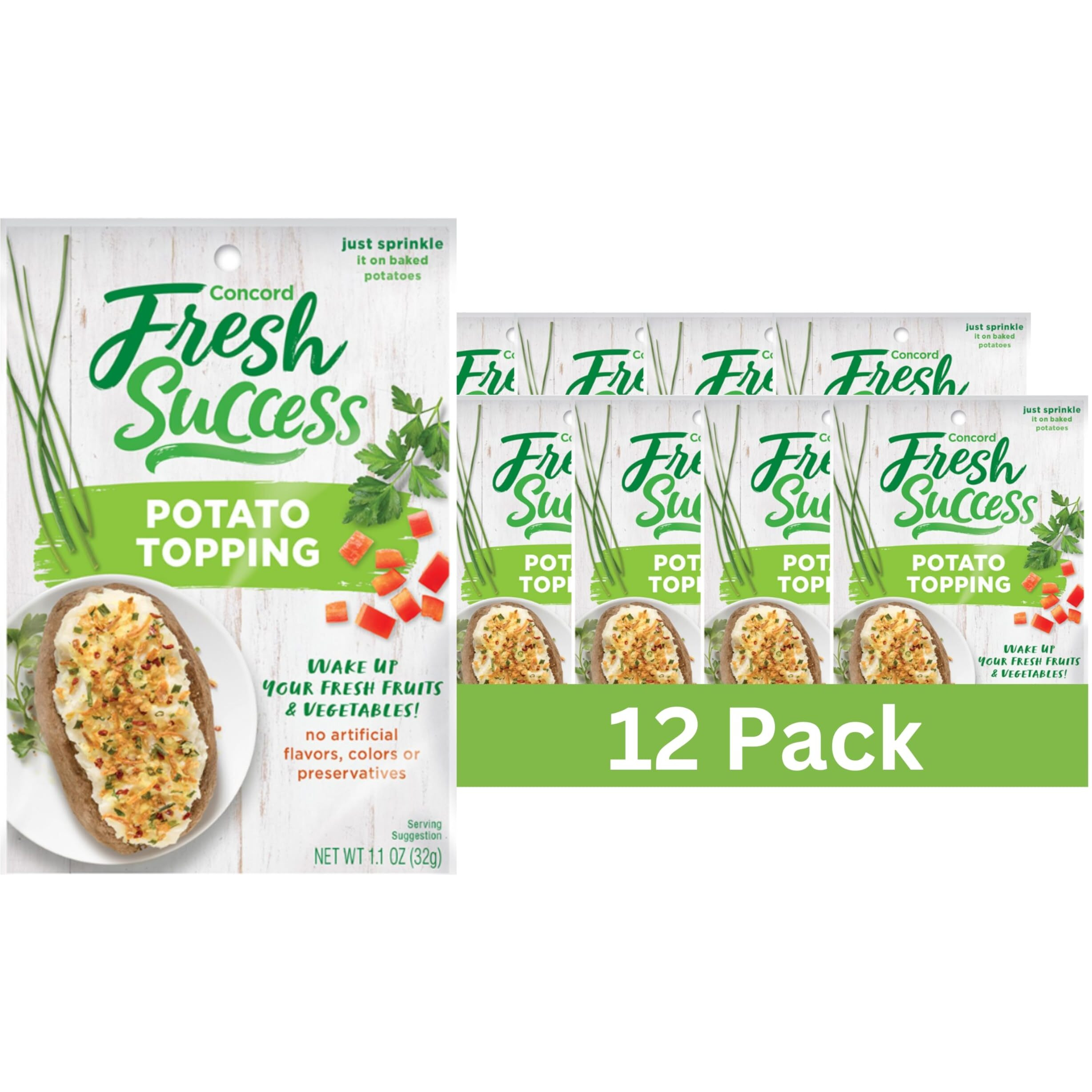 Concord Foods Potato Topping Elevate Your Potatoes With Crunchy Flavor - Versatile Blend Of Ingredients For Baked, Boiled, Or Mashed Potatoes, 1.1 Oz Pouch (Pack Of 12)