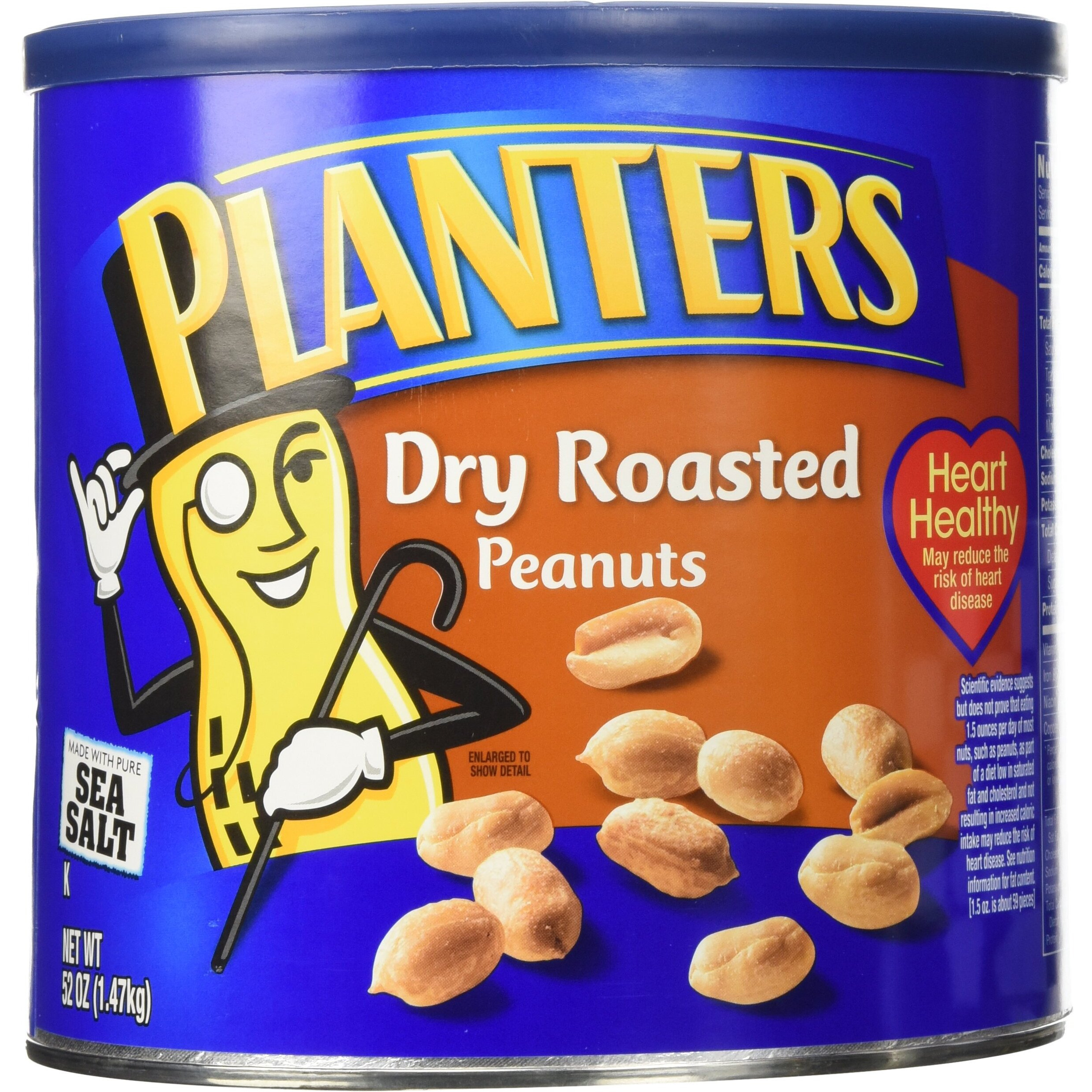 Planters Dry Roasted Peanuts Made With Sea Salt 52 Ounce Container