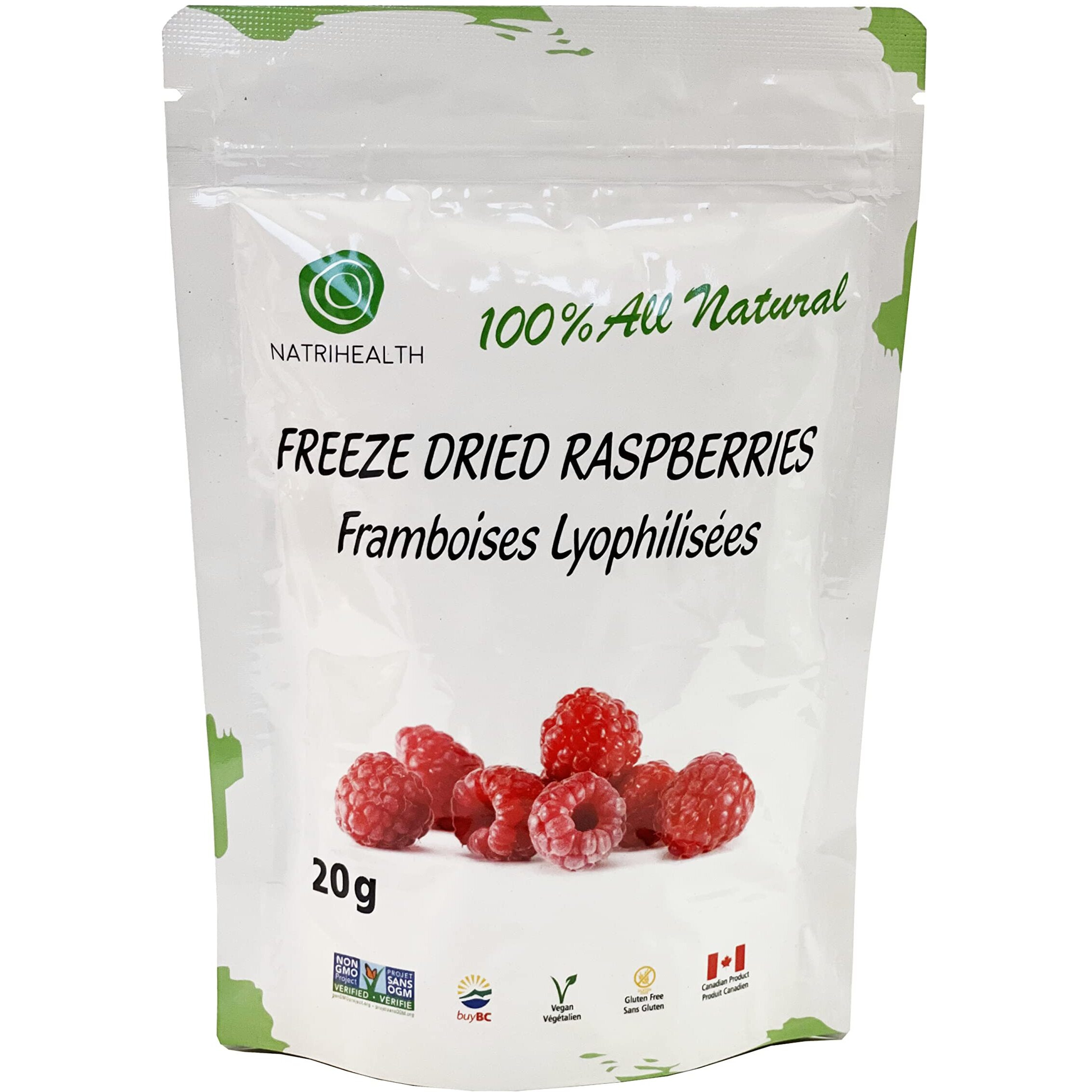 100% Canada Raspberries - Natrihealth Freeze Dried Raspberries 20G
