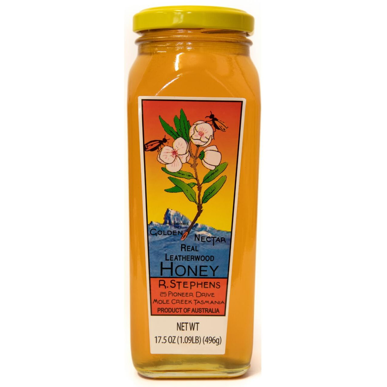 Golden Nectar Organic Leatherwood Honey By R. Stephens - 500G Jar - Product Of Tasmania, Australia