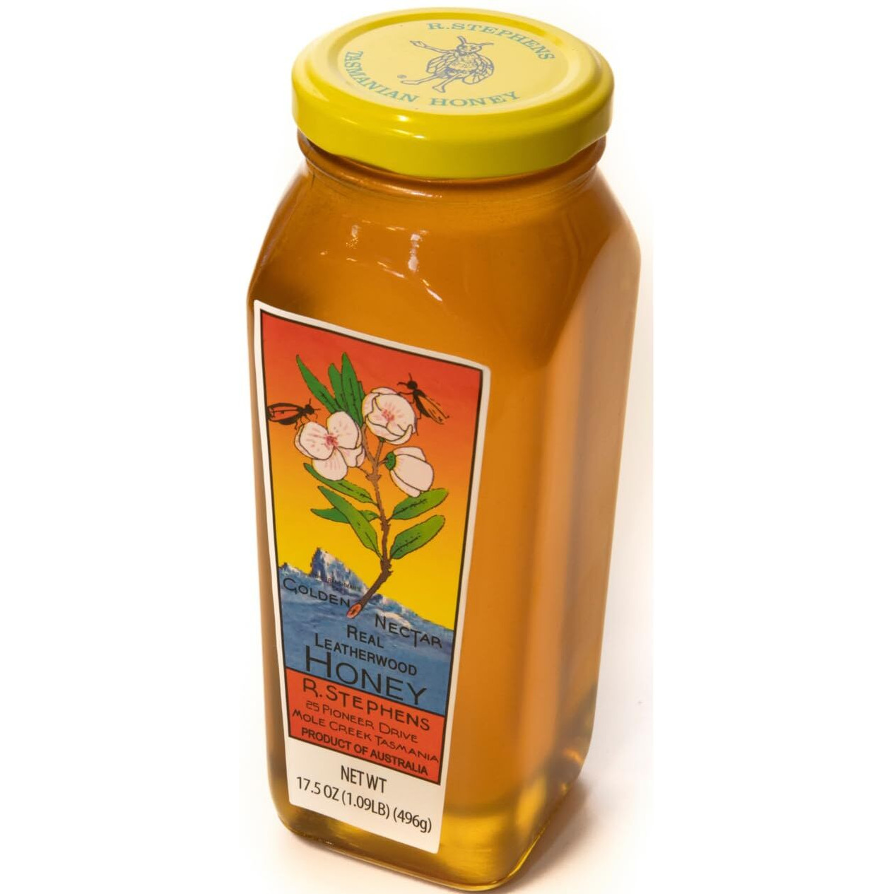 Golden Nectar Organic Leatherwood Honey By R. Stephens - 500G Jar - Product Of Tasmania, Australia