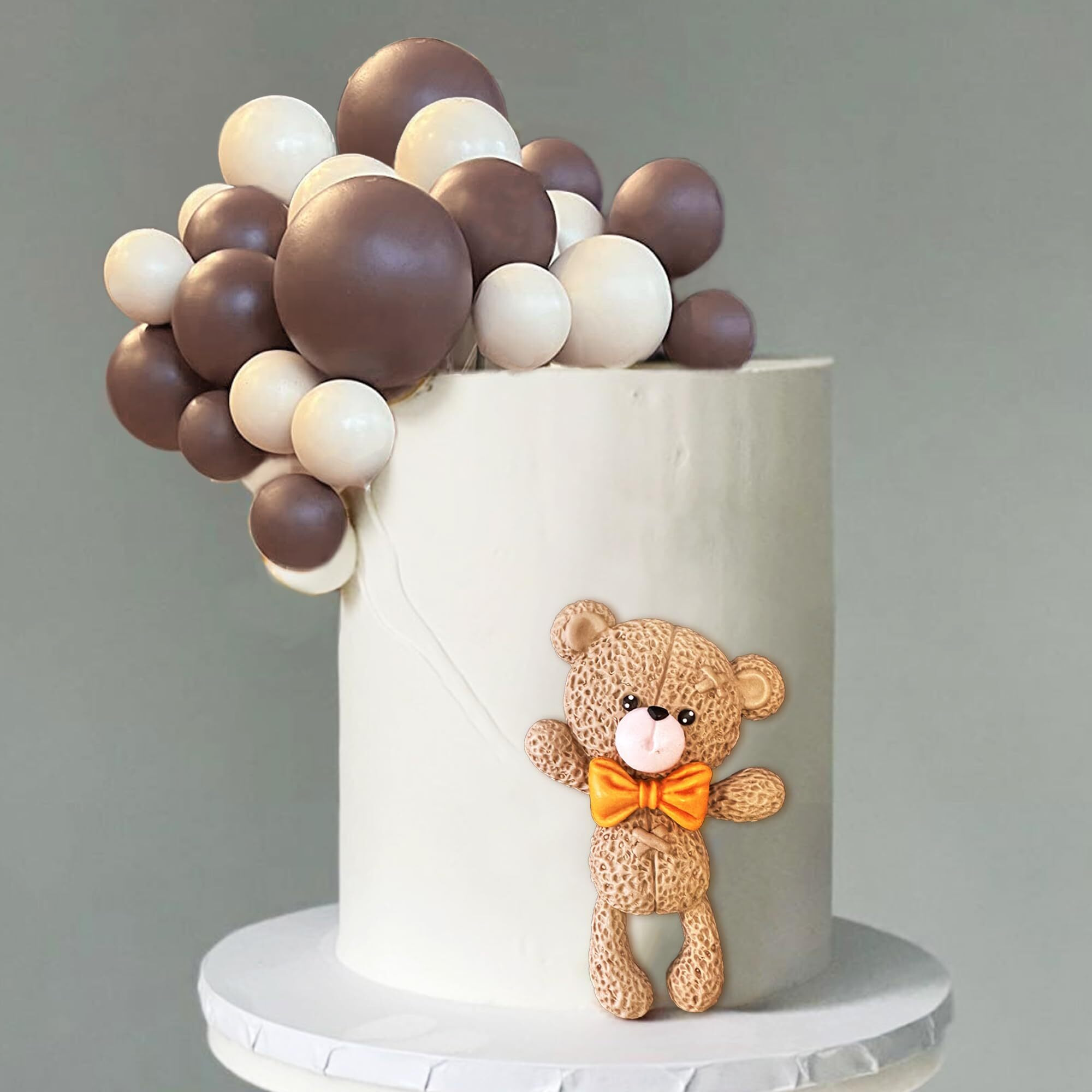 27 Pcs Brown Bear Colorful Balloons Balls Cake Toppers For Birthday Baby Shower Party Decorations Supplies (Khaki)