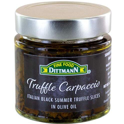 100% Italian Black Summer Truffle Carpaccio (6.35 Oz) - Thin Shaved Truffle Slices (Tuber Aestivum) In Olive Oil - Gourmet Ready To Eat Truffles